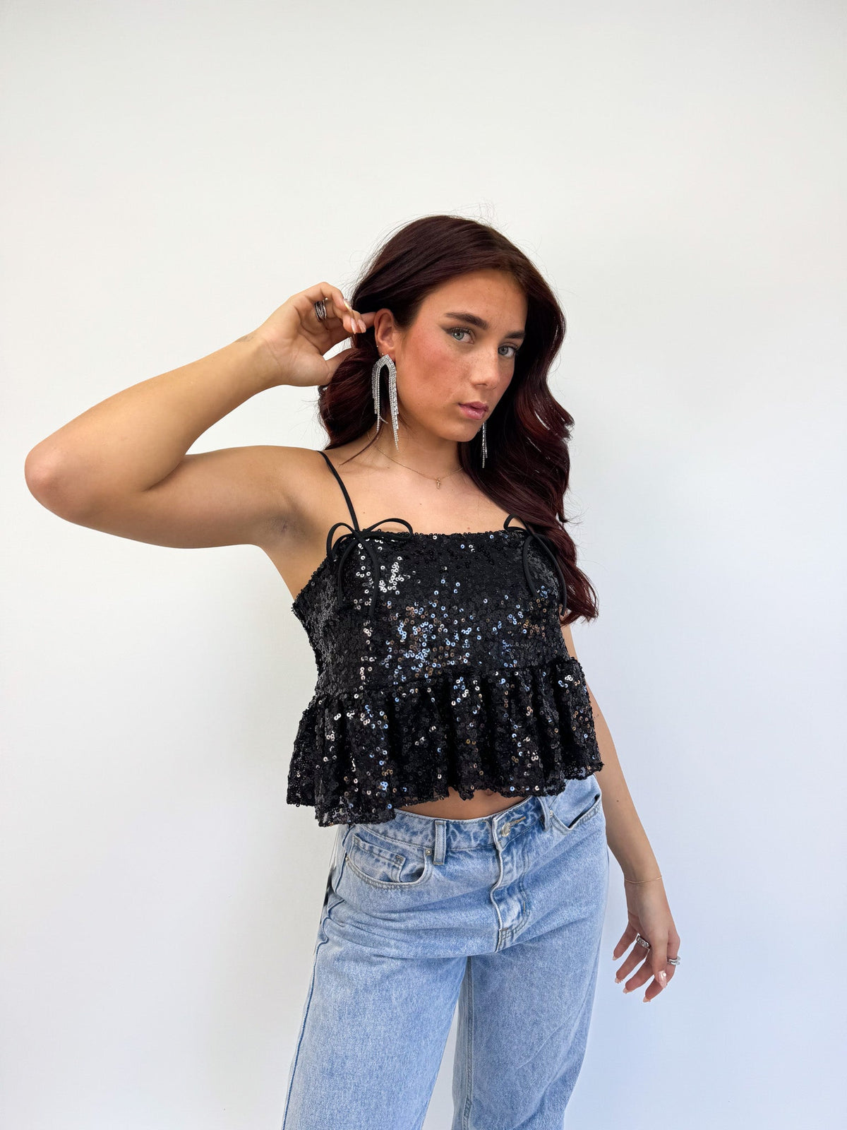 Cheers Glitter Top | Black