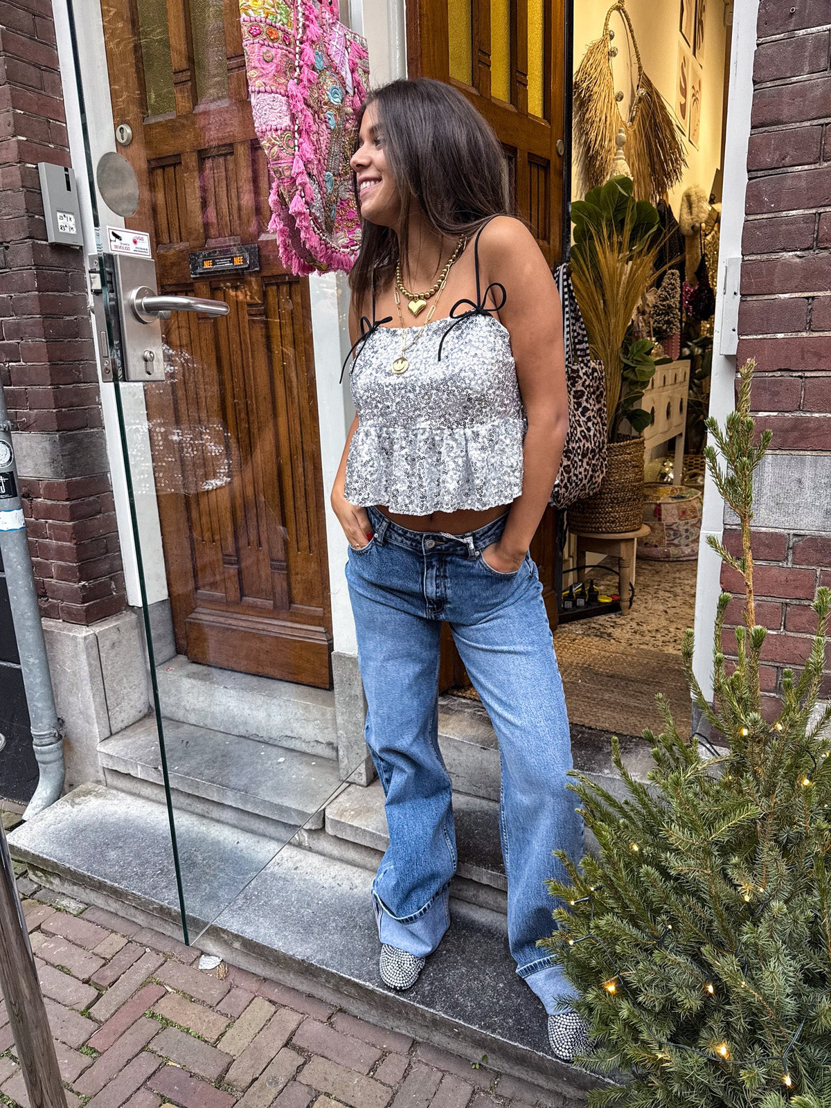 Cheers Glitter Top | Silver