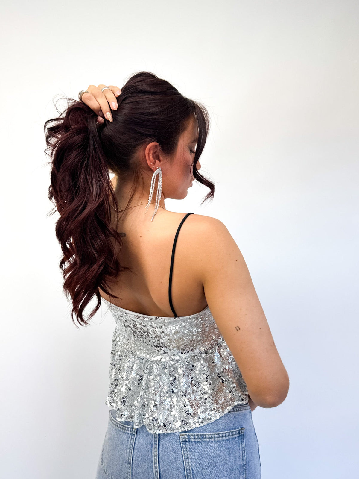 Cheers Glitter Top | Silver