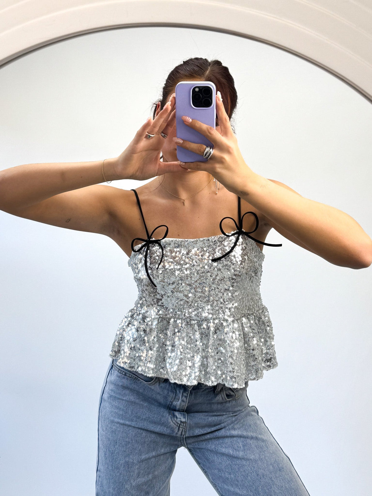 Cheers Glitter Top | Silver