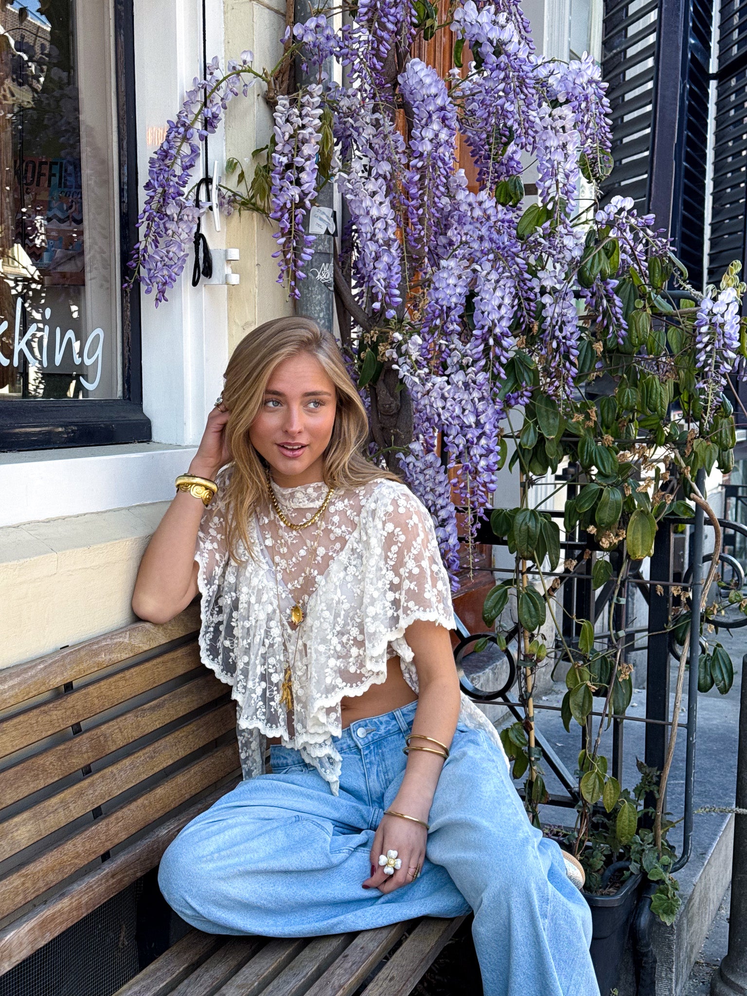 Claartje Lace Top Creme