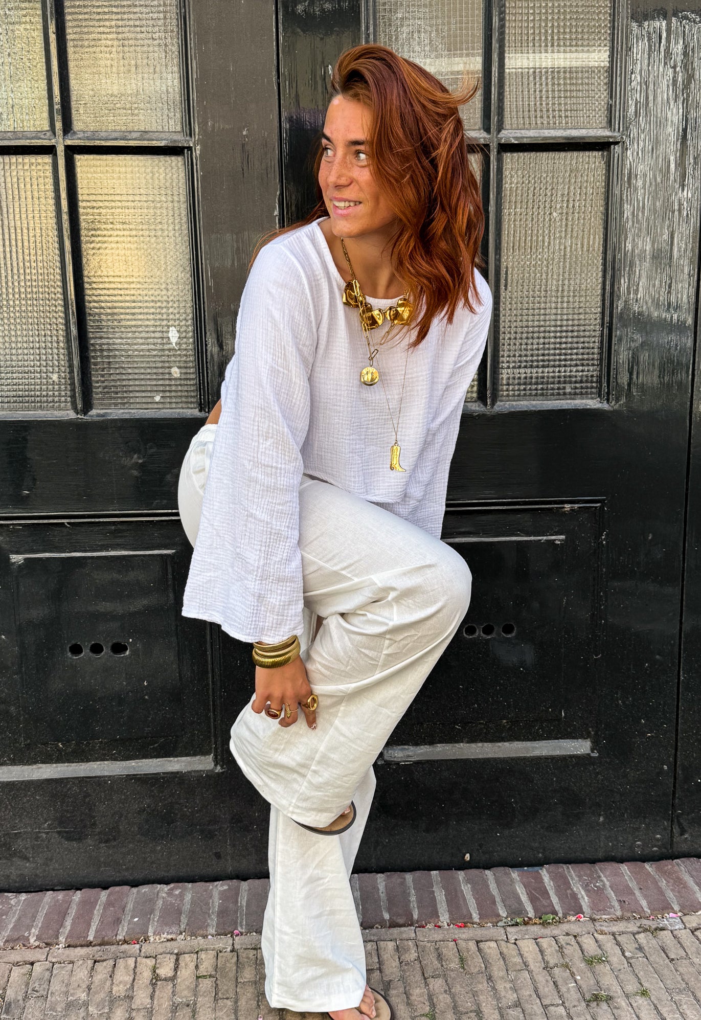 Compliment Linen Trousers White - Tall
