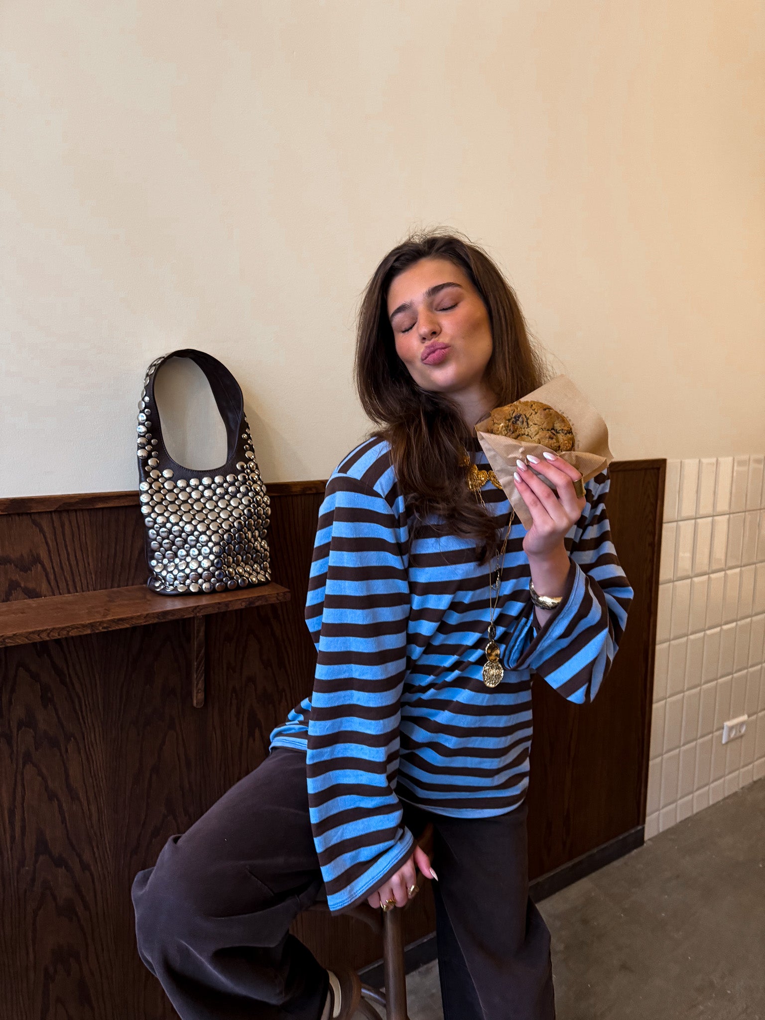 Crowded Striped Longsleeve Brown Blue