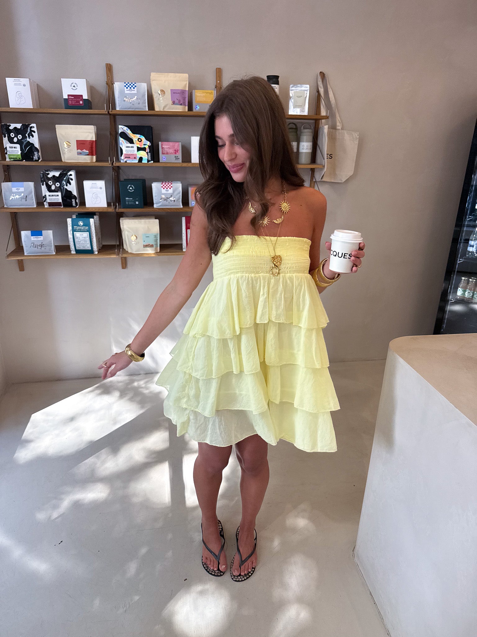Dae Ruffle Dress Yellow