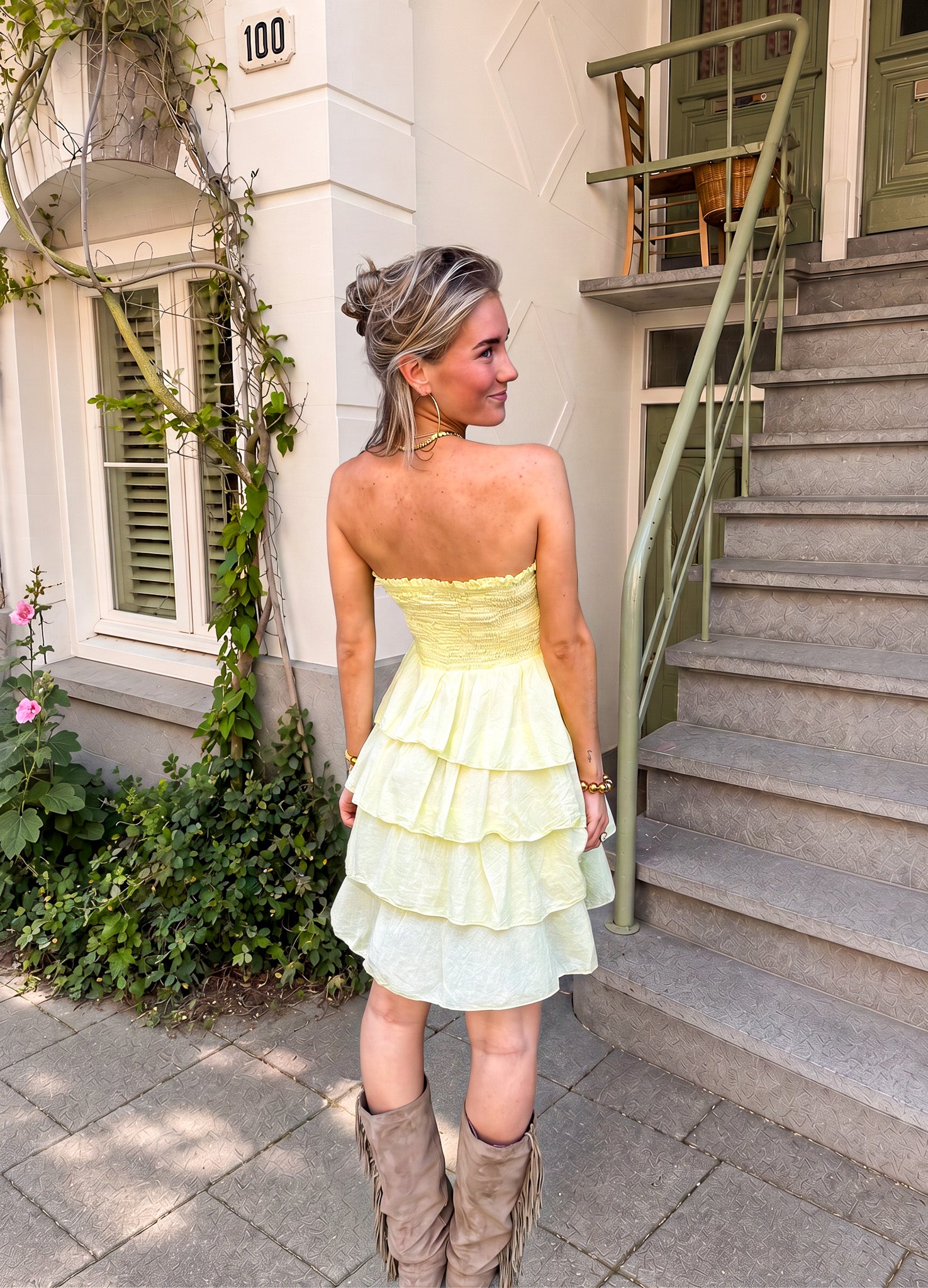 Dae Ruffle Dress Yellow