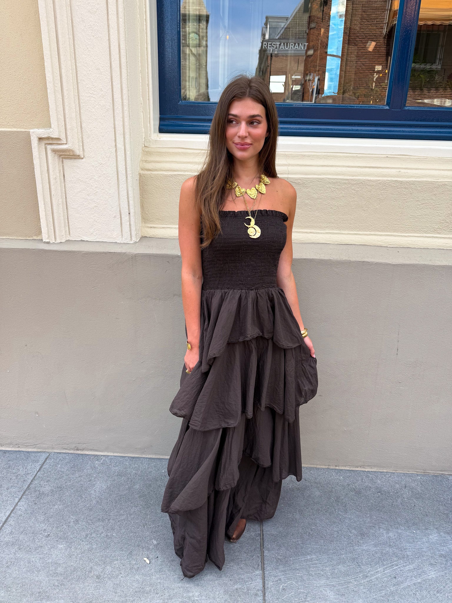 Dani Maxi Jurk Bruin