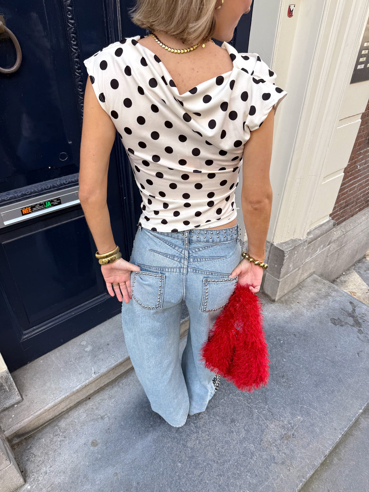 Berry Studs Barrel Jeans | Blue