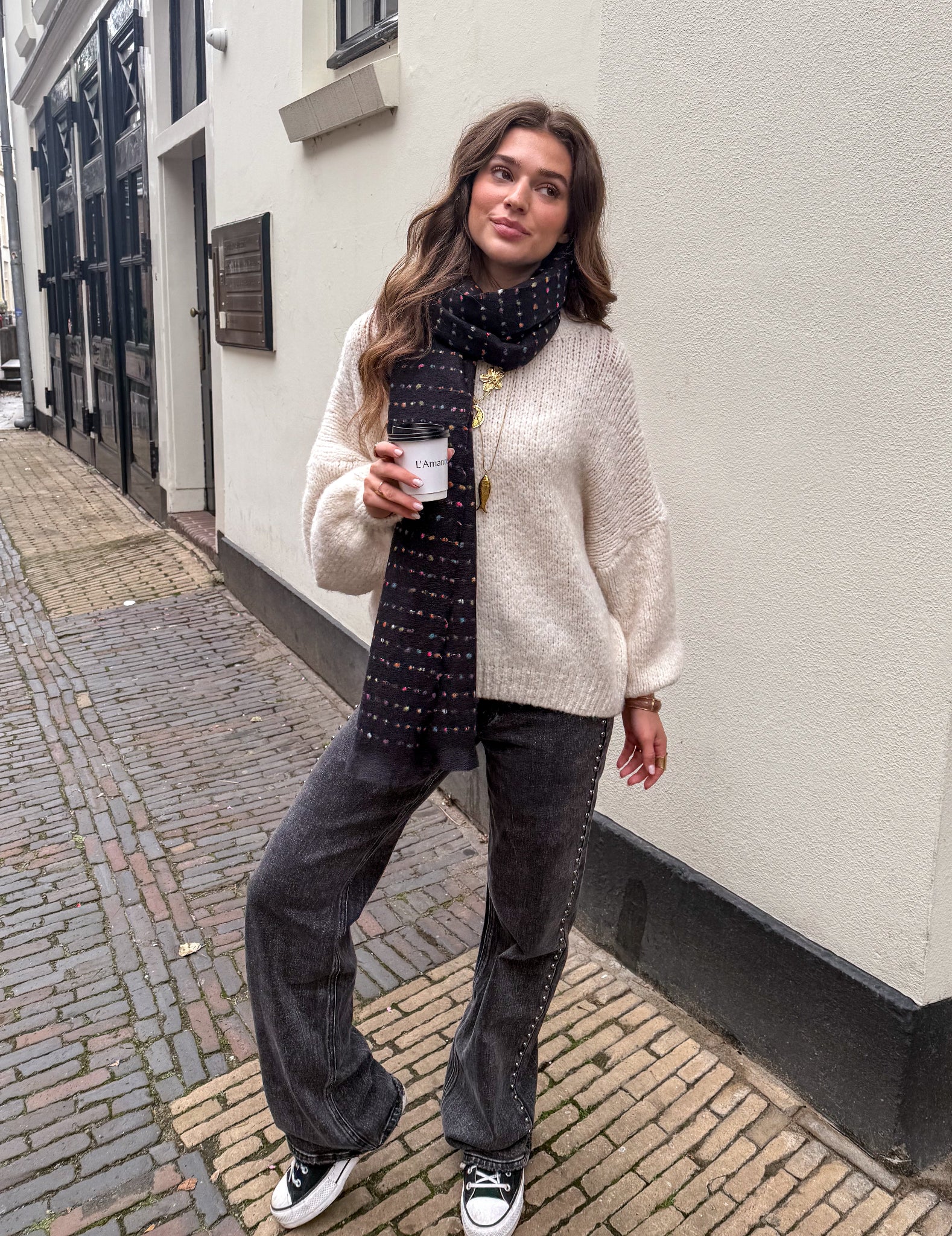 Disco Dots Scarf Black