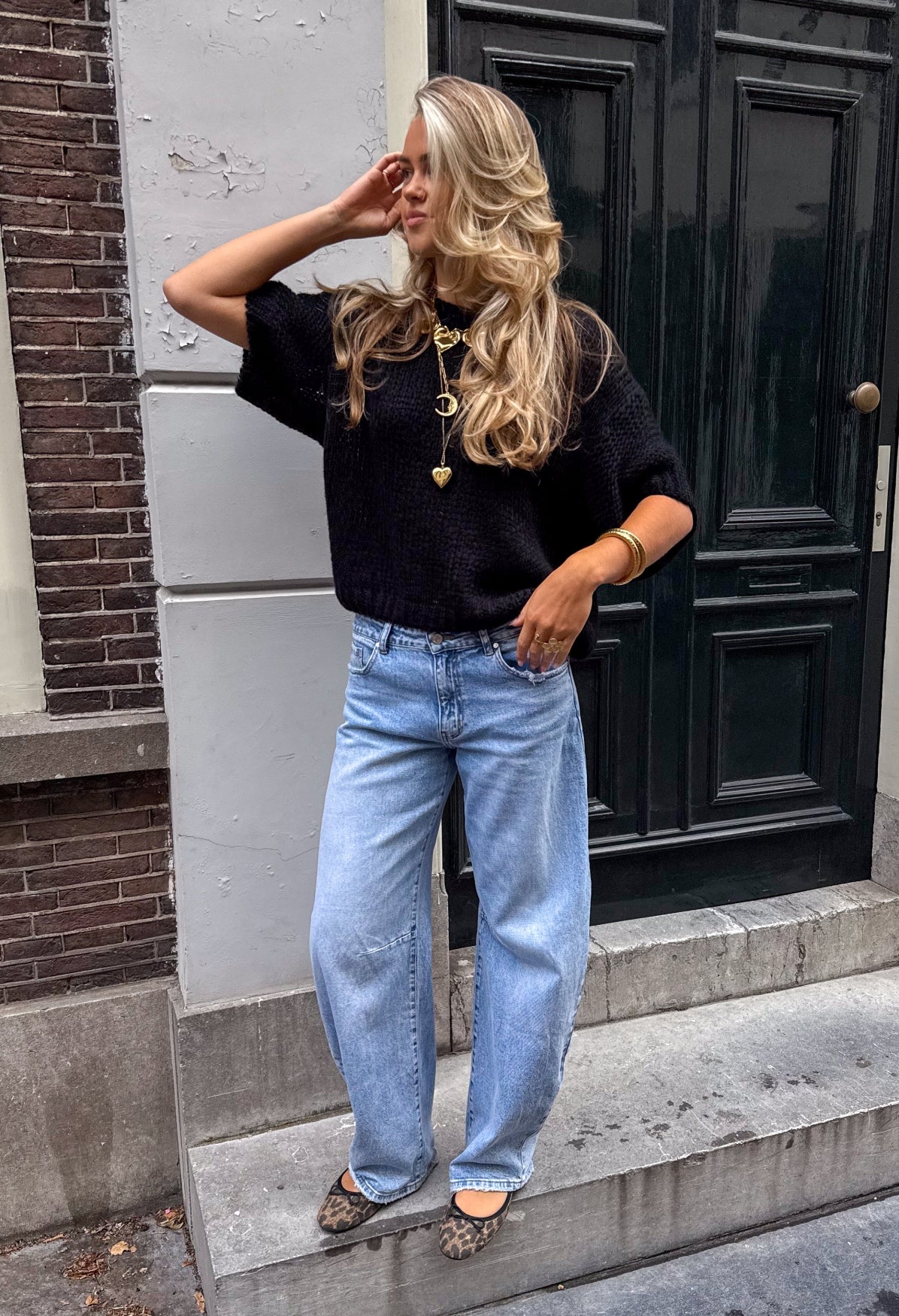 Donna Korte Mouwen Trui | Black