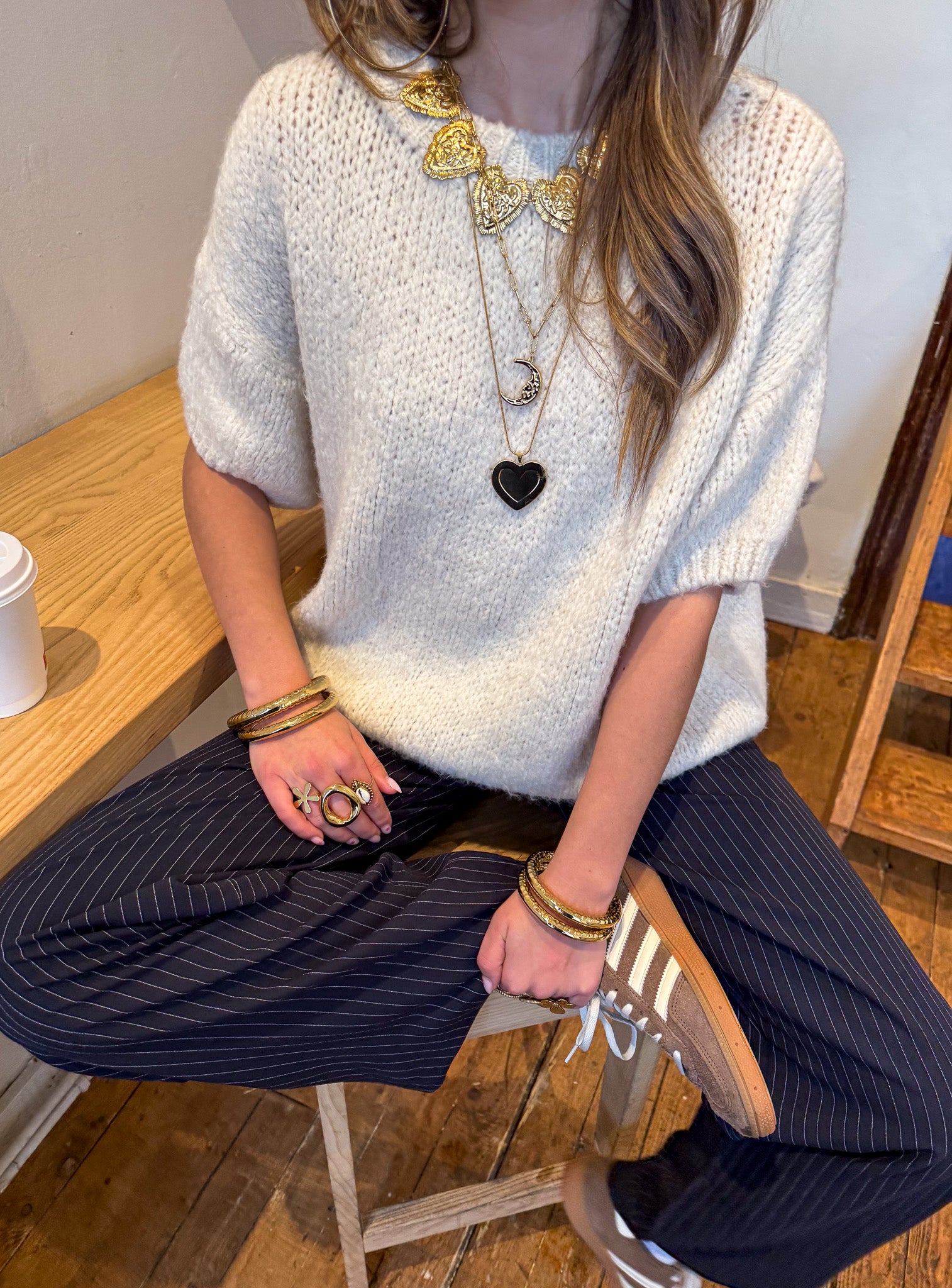 Donna Korte Mouwen Trui | Off White