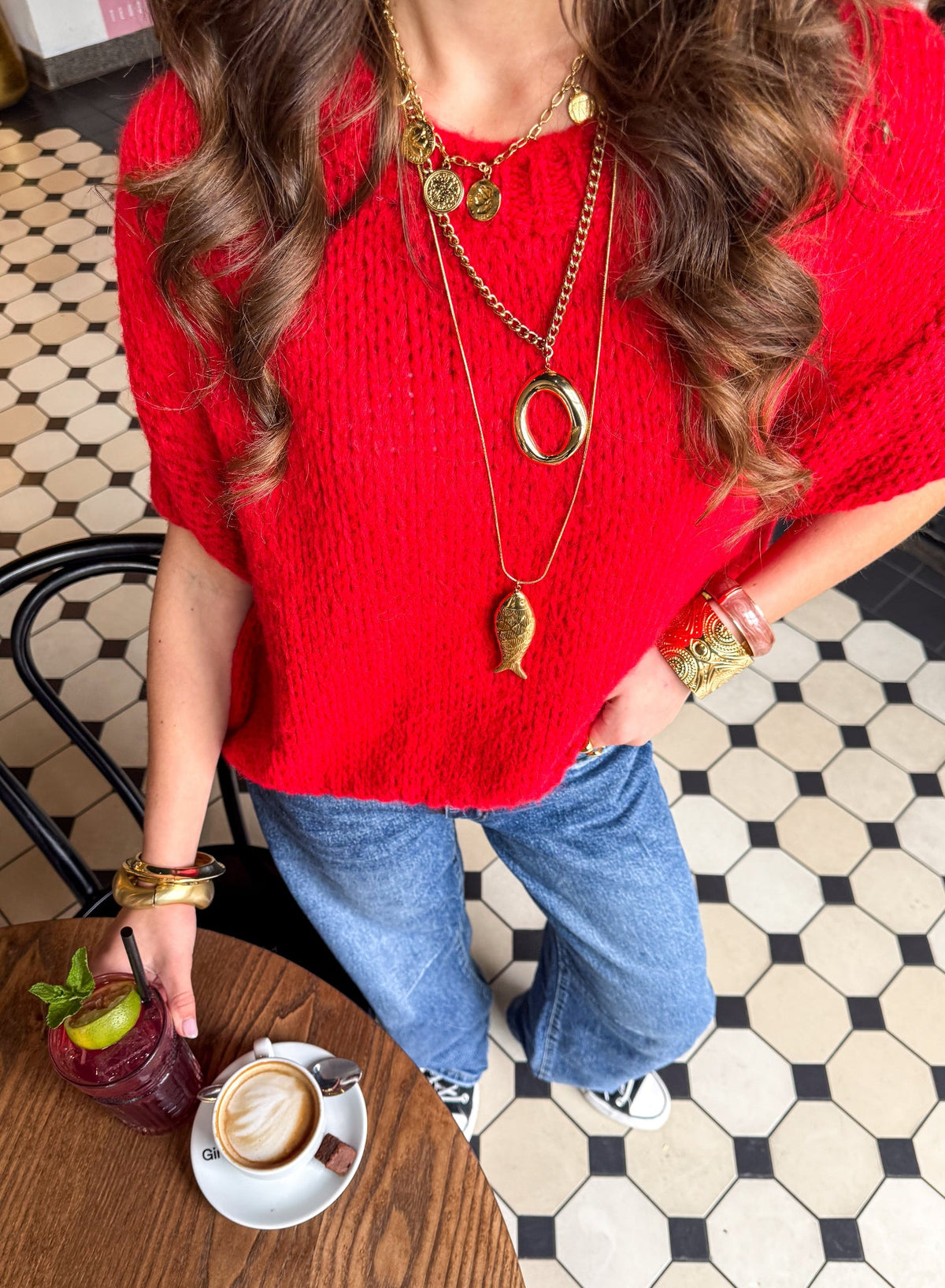Donna Korte Mouwen Trui | Red