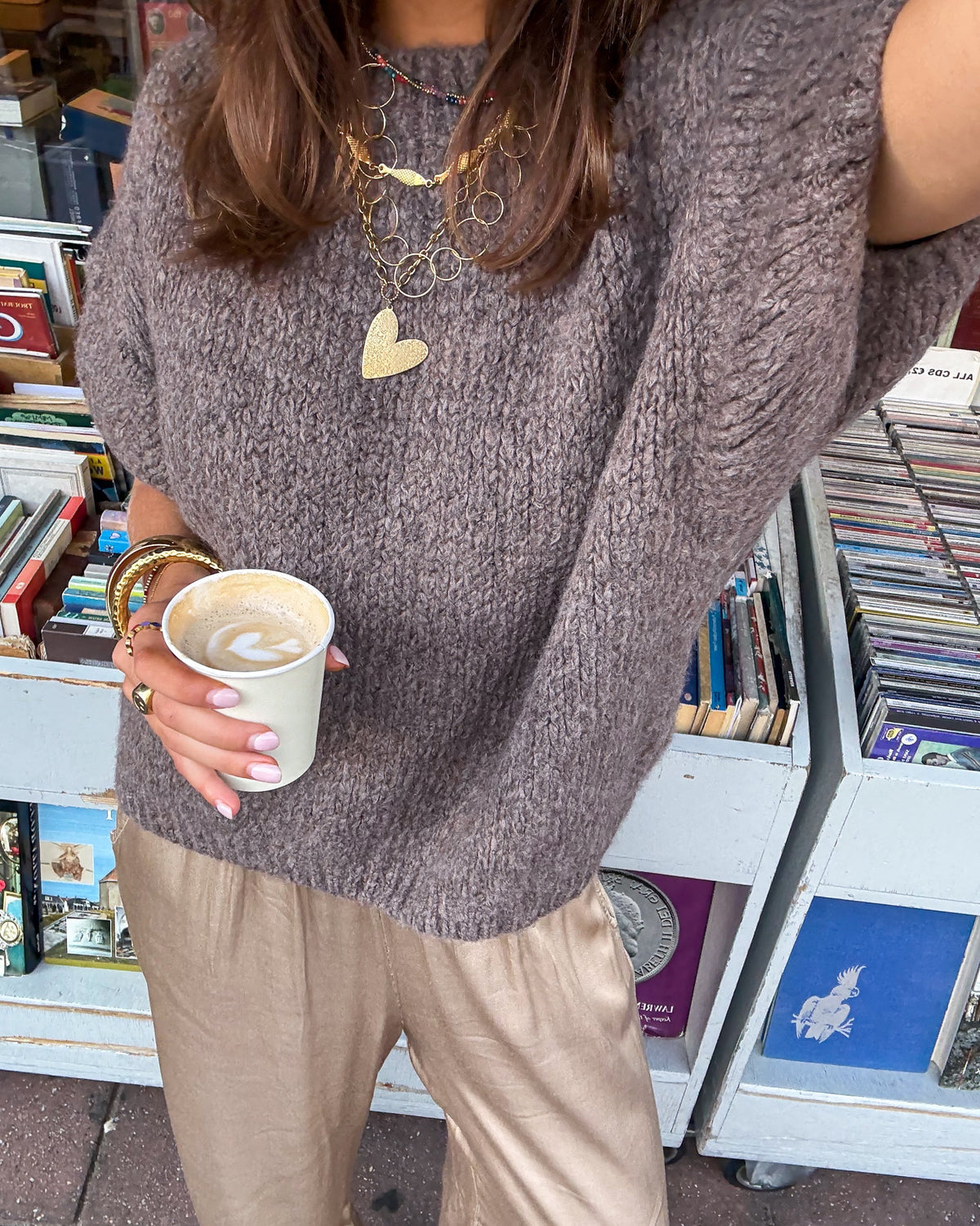 Donna Korte Mouwen Trui | Taupe
