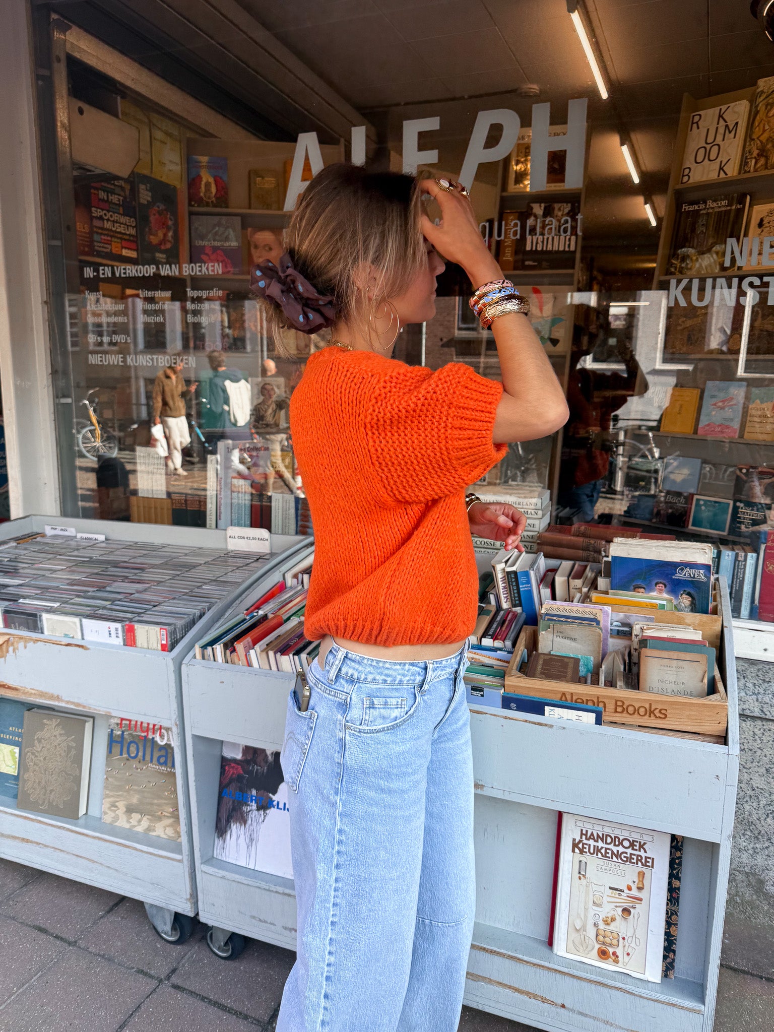 Donna Korte Mouwen Trui Warm Oranje