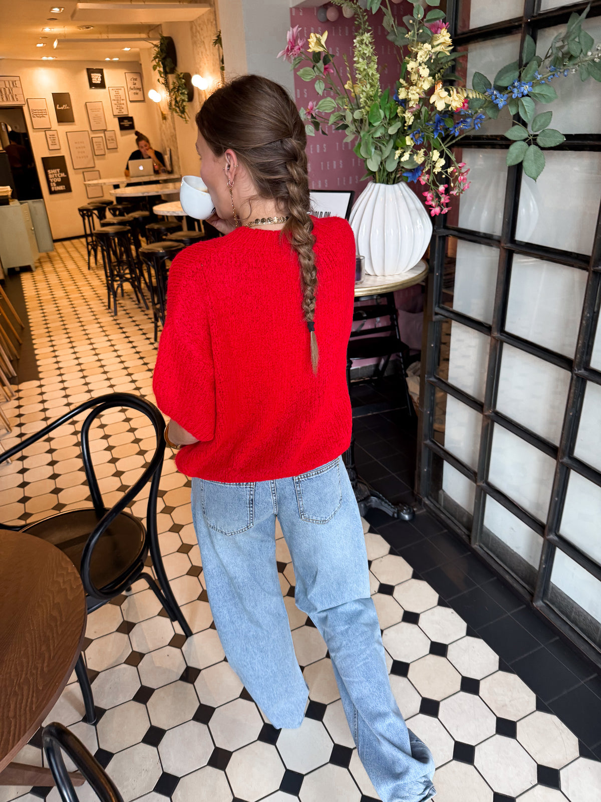Pull Donna à manches courtes rouge