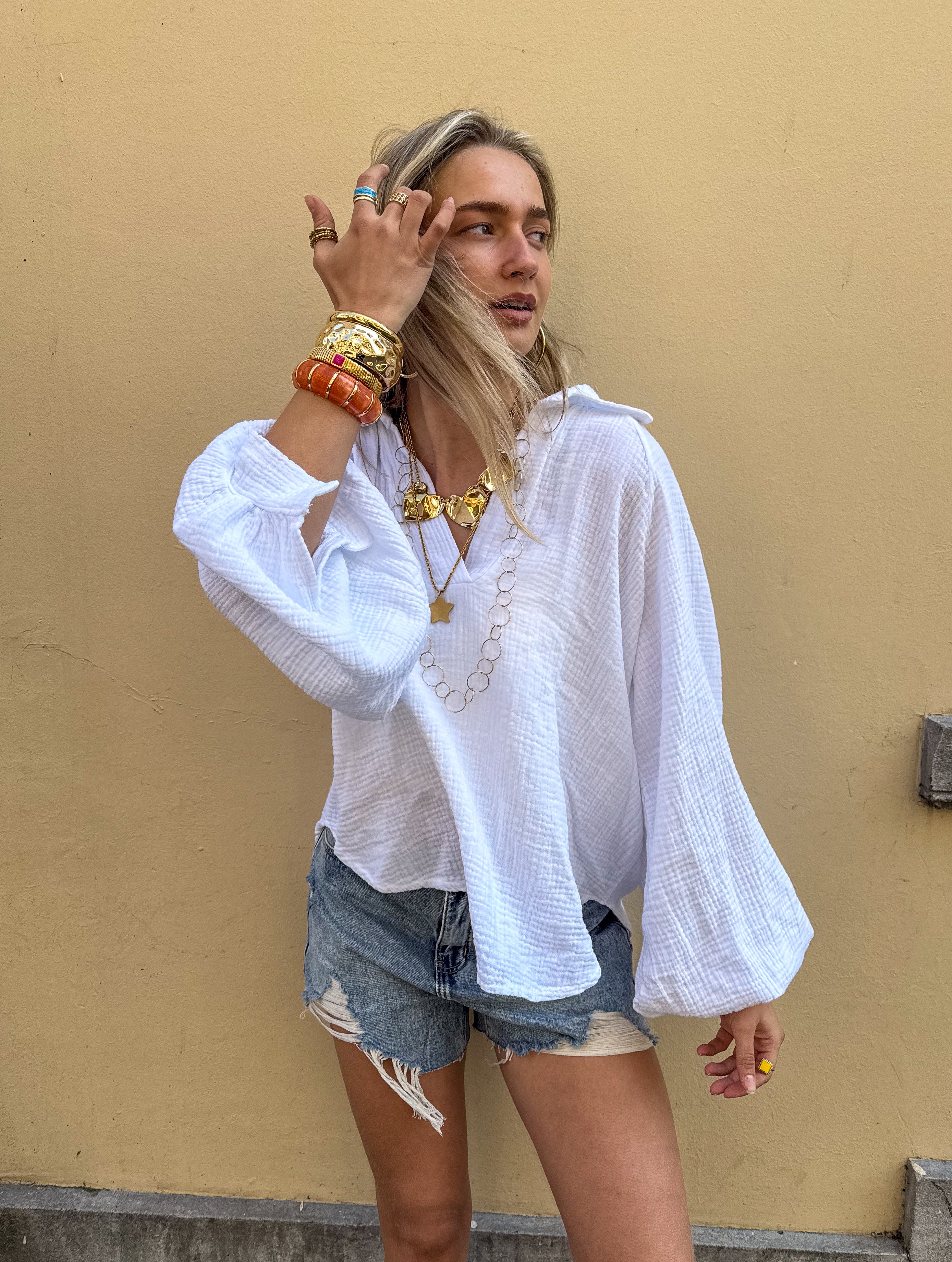 Doutzen Balloon Sleeve Blouse Ecru