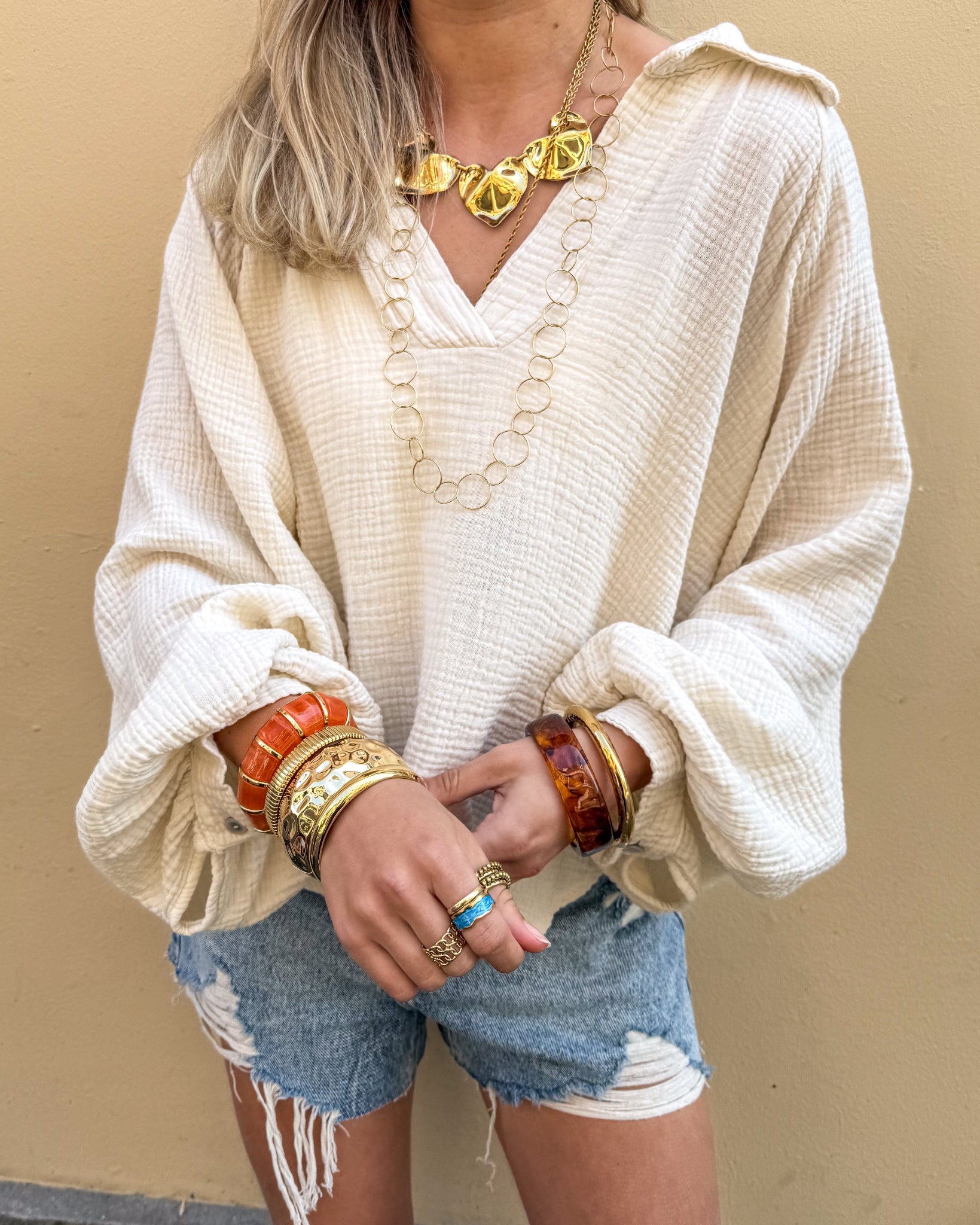 Doutzen Balloon Sleeve Blouse Sand