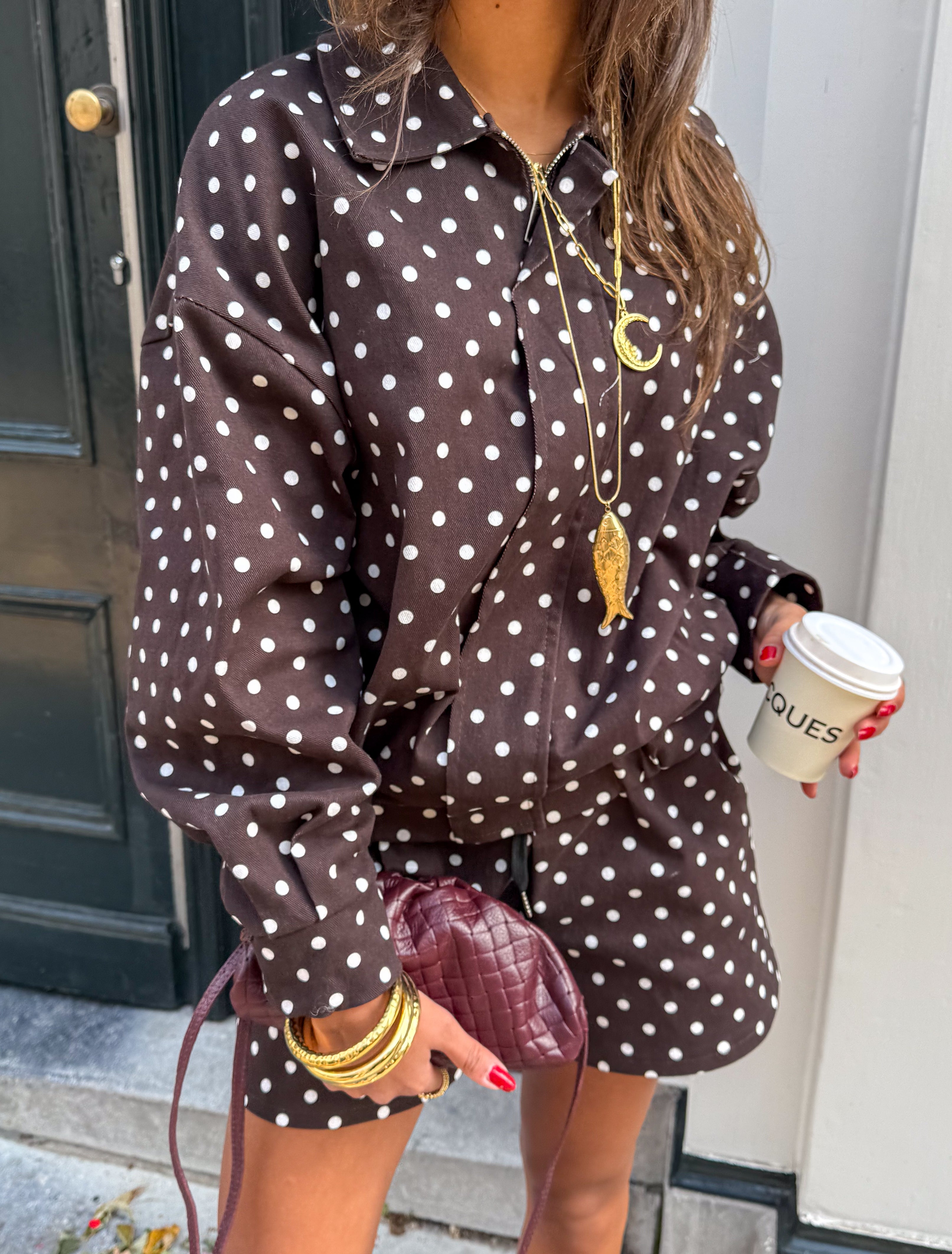 Downtown Dots Short Brown