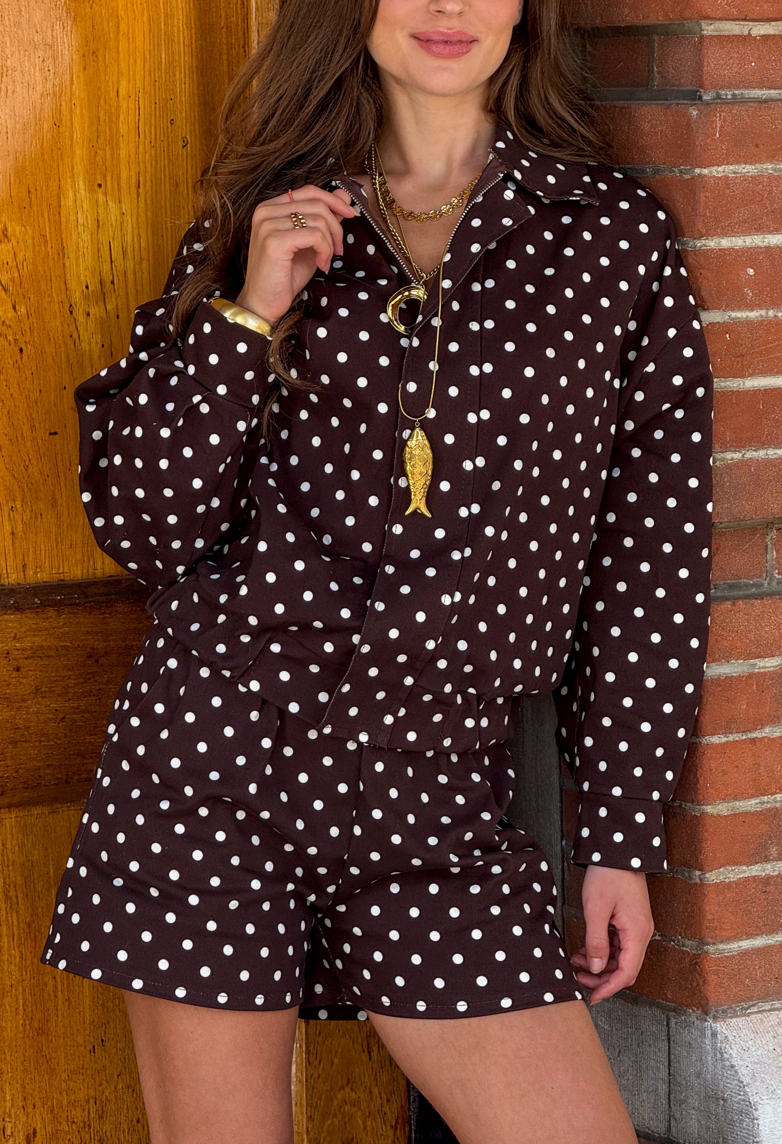 Downtown Dots Jacket Brown