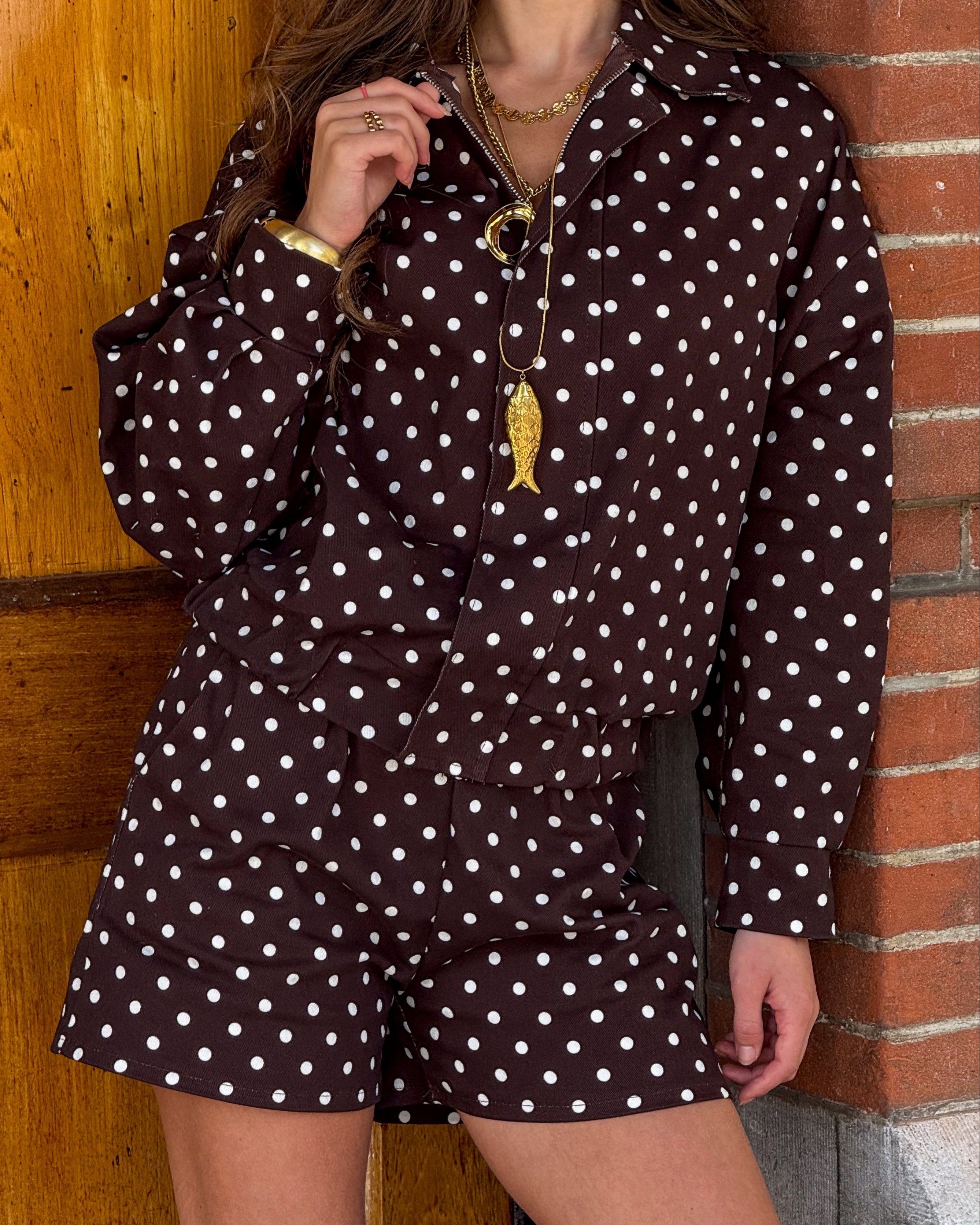 Downtown Dots Short Brown