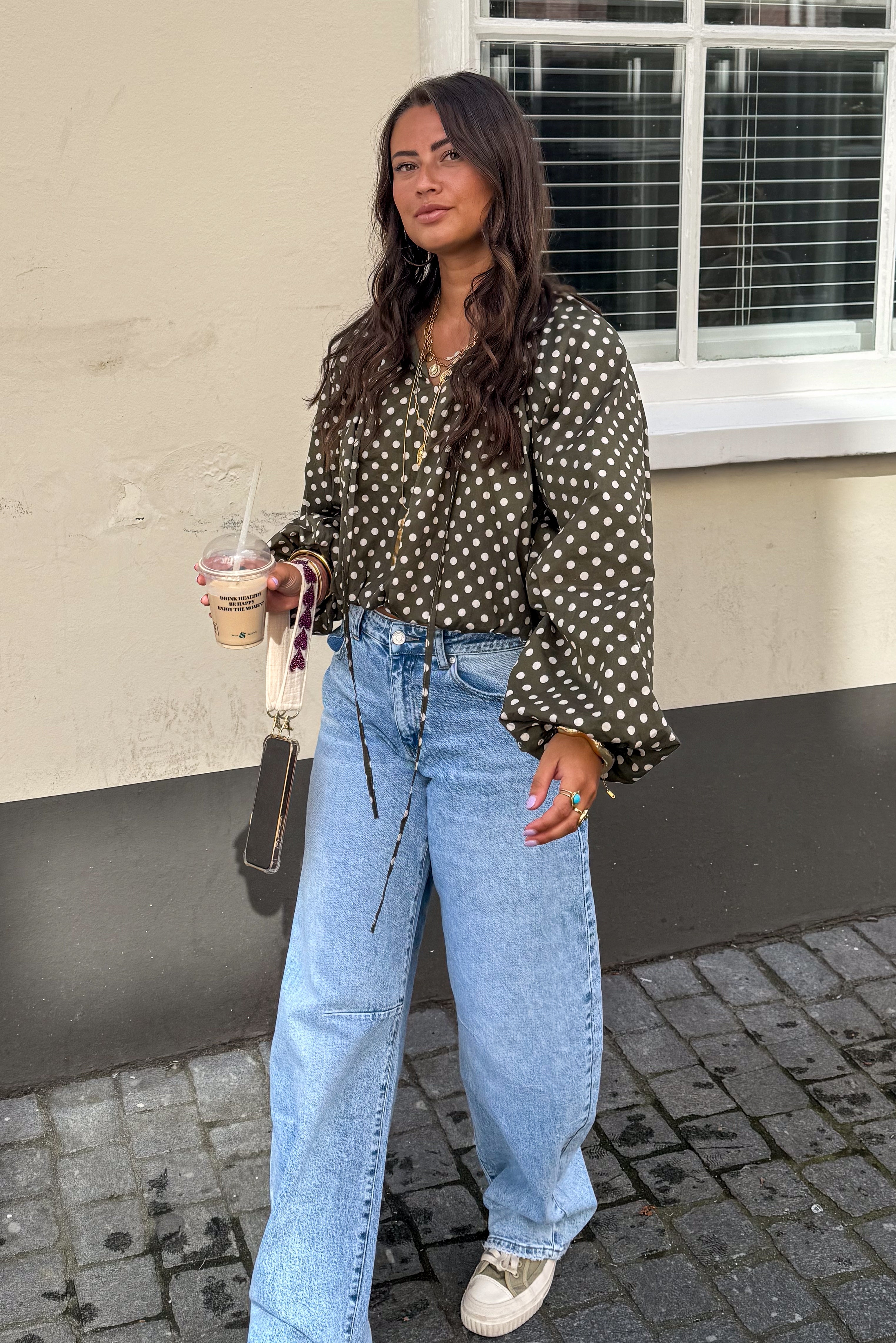 Edge Dots Blouse Green