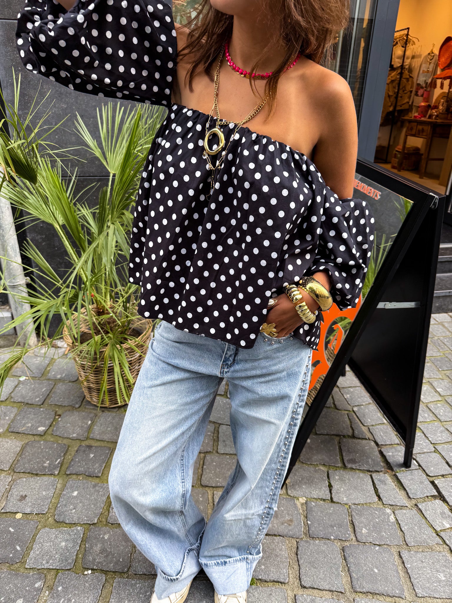 Winnie Dots Top Black