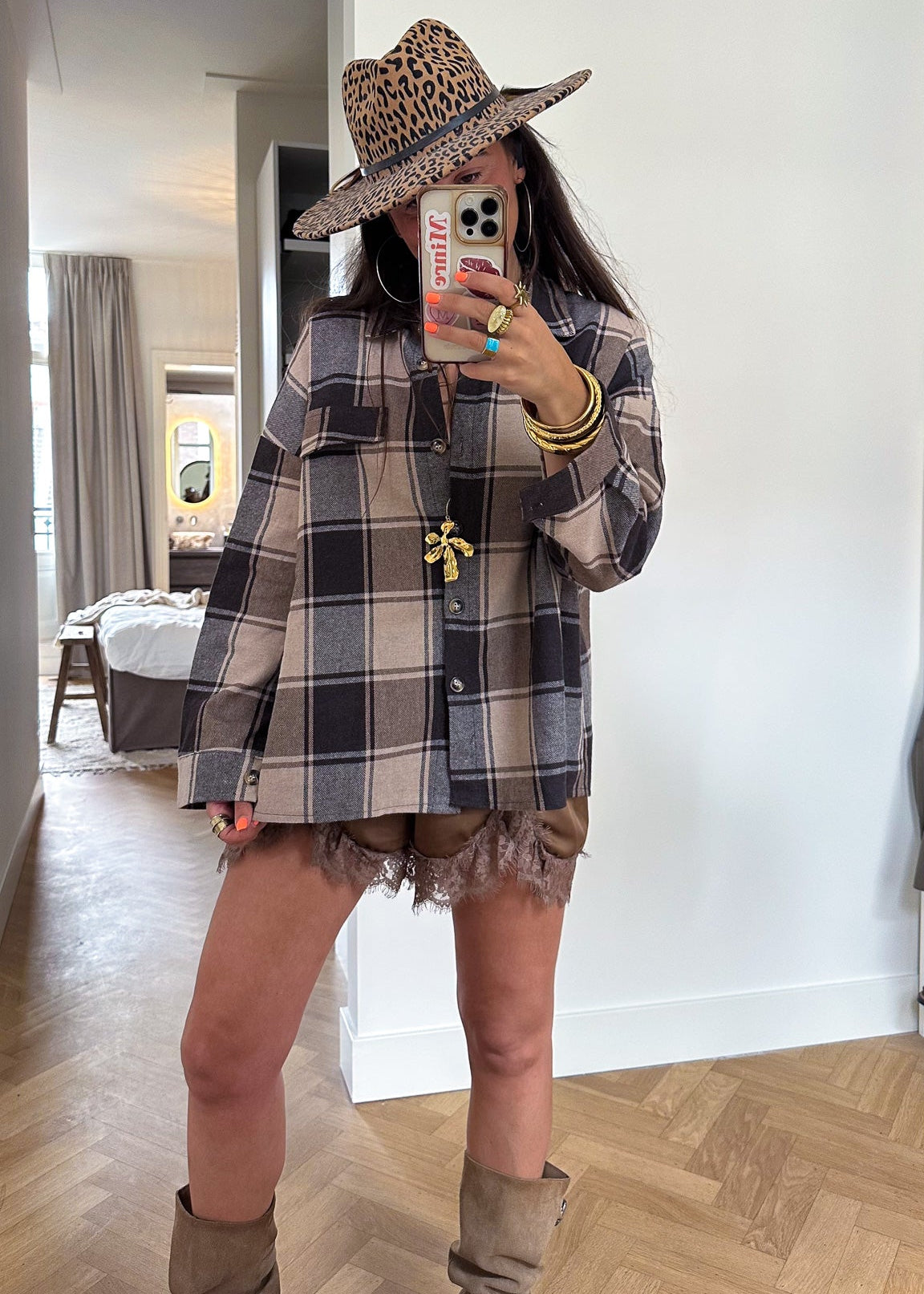 Blouse Emily à Carreaux Marron
