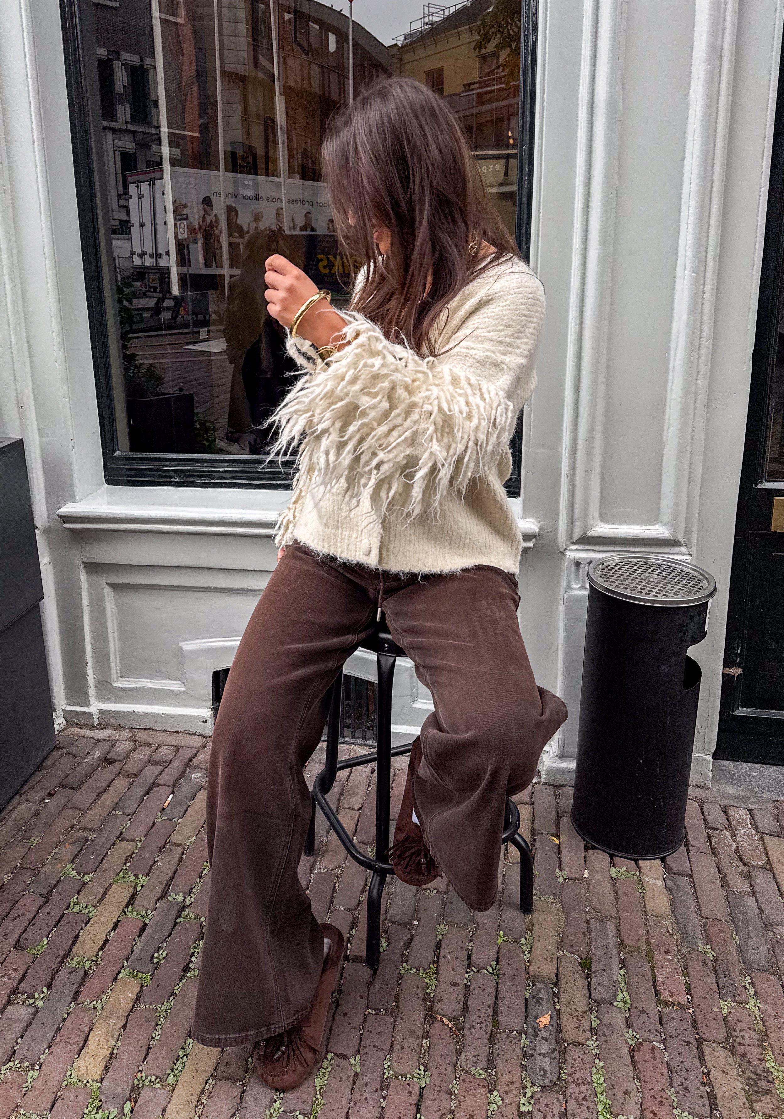 Fien Fringe Sleeve Vest Off White