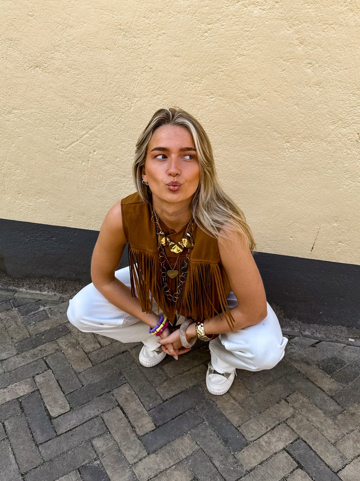 Gabriella Fringe Gilet | Camel
