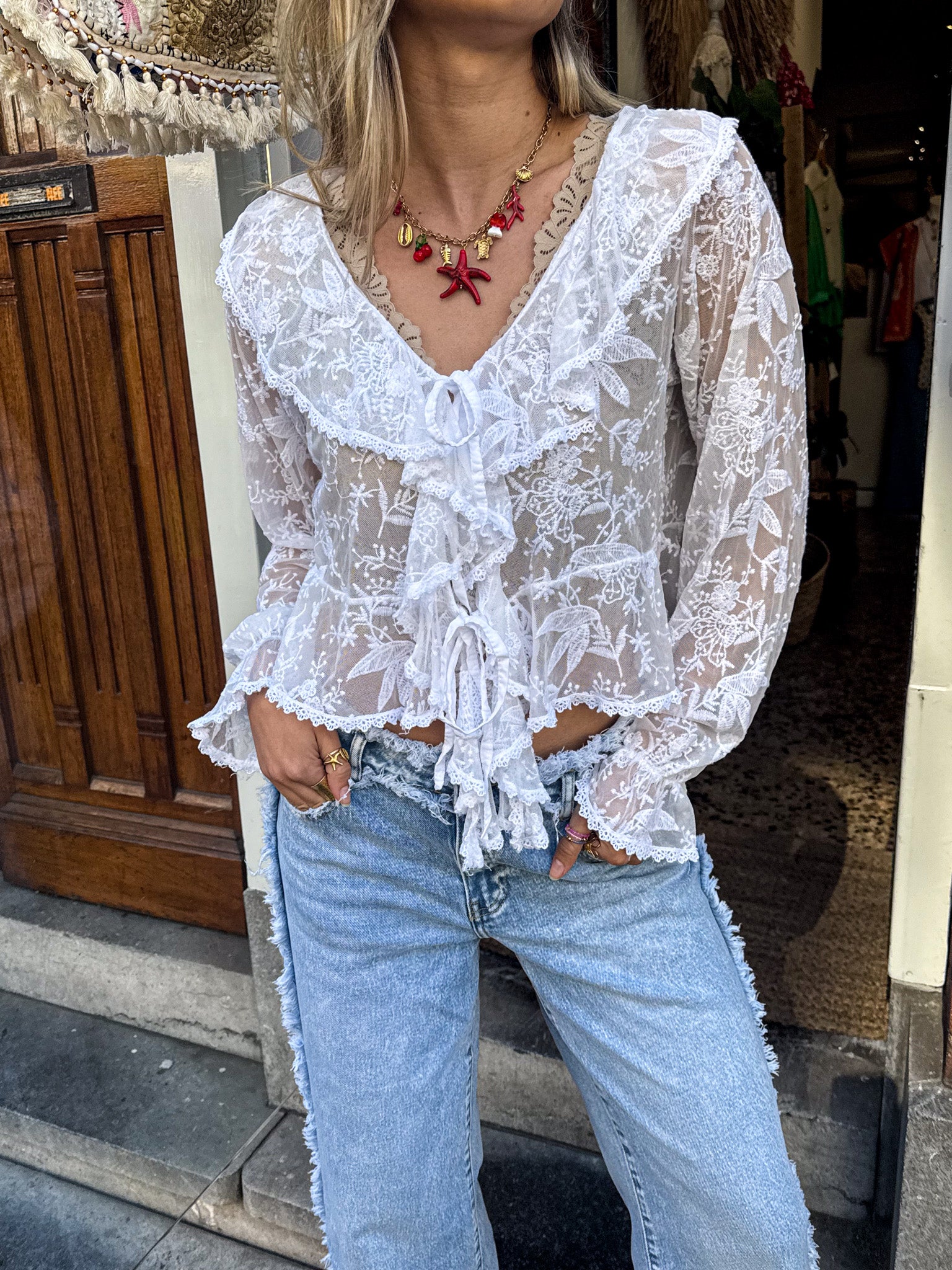 Giselle Lace Top White