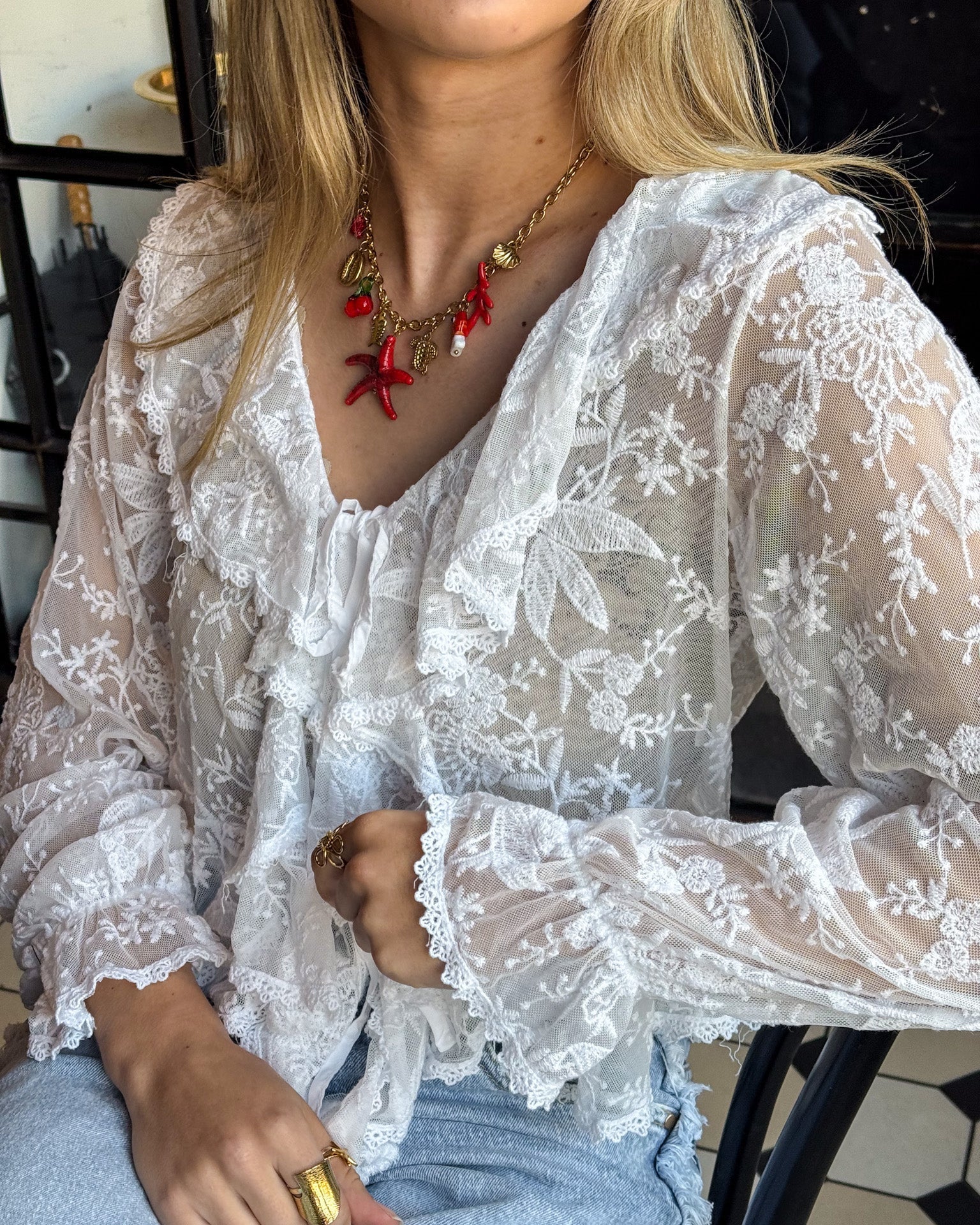 Giselle Lace Top White