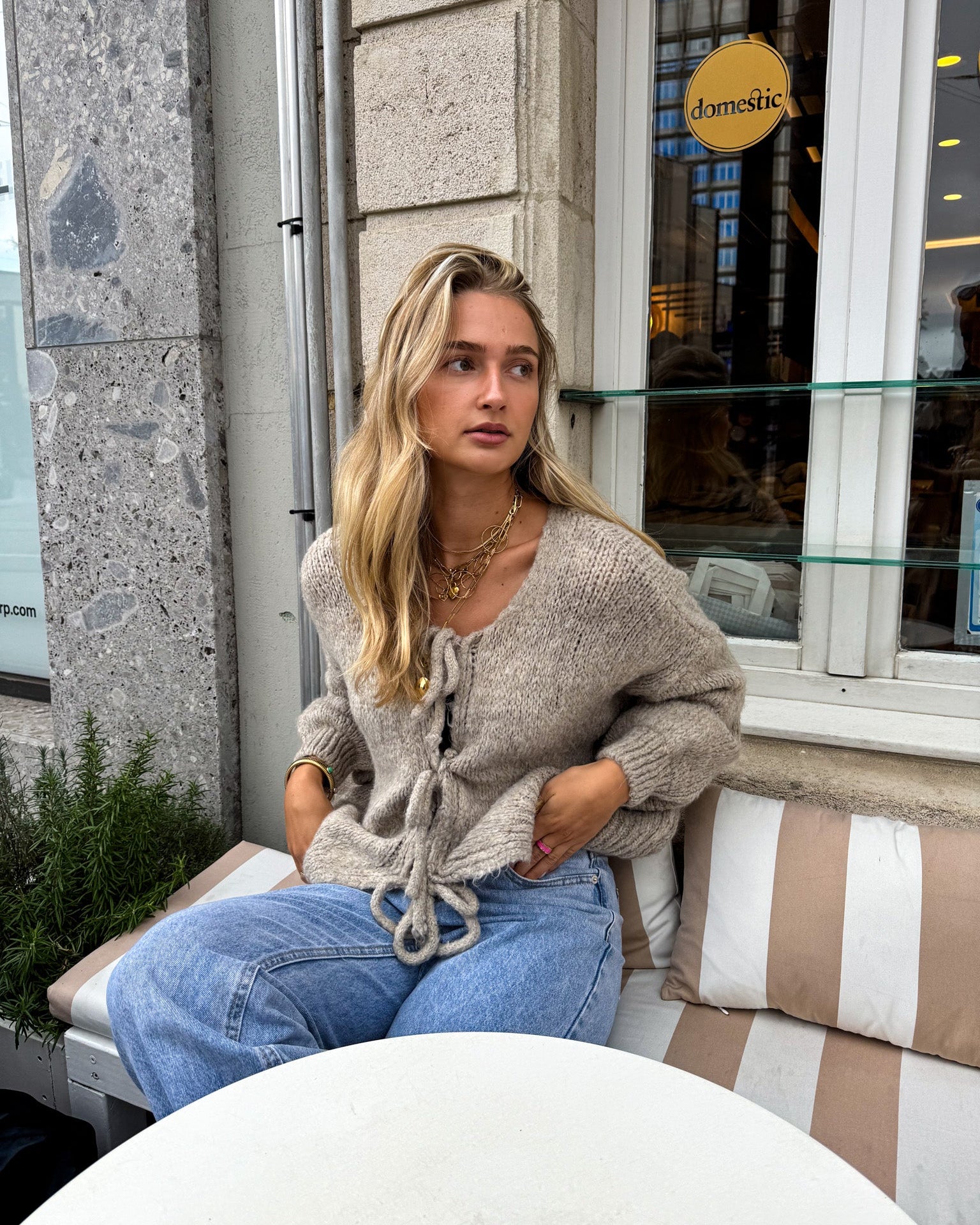 Grace Bow Vest Sand