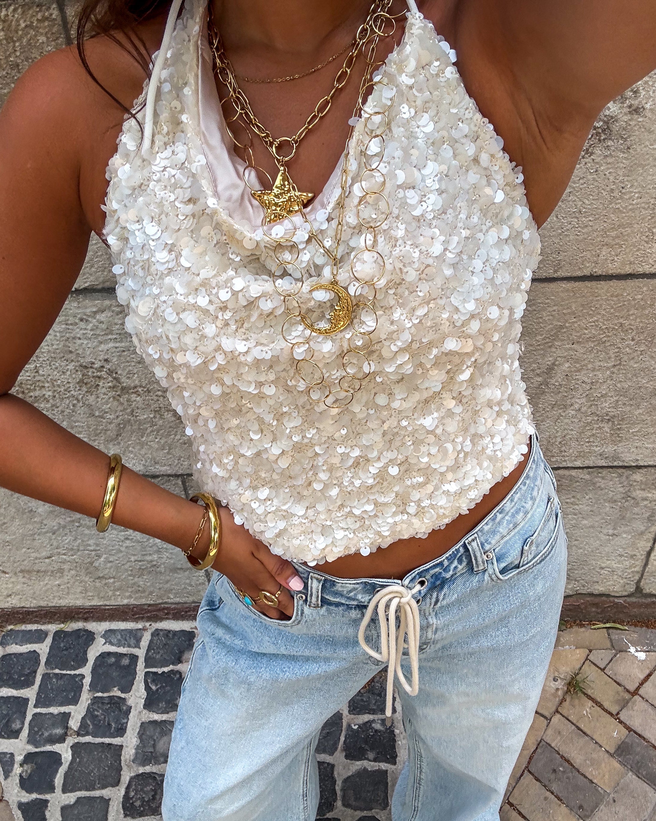 Greece Halter Top White