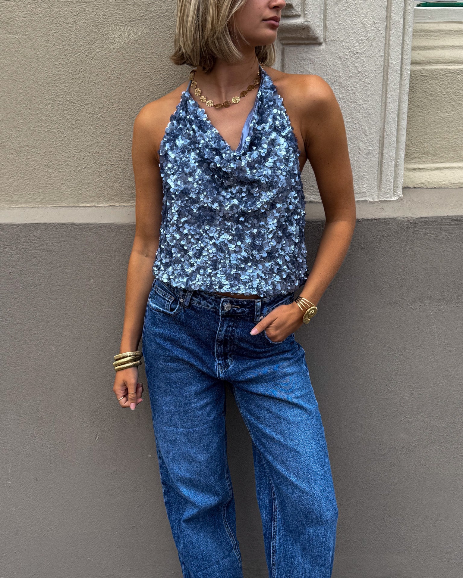 Greece Halter Top Blue