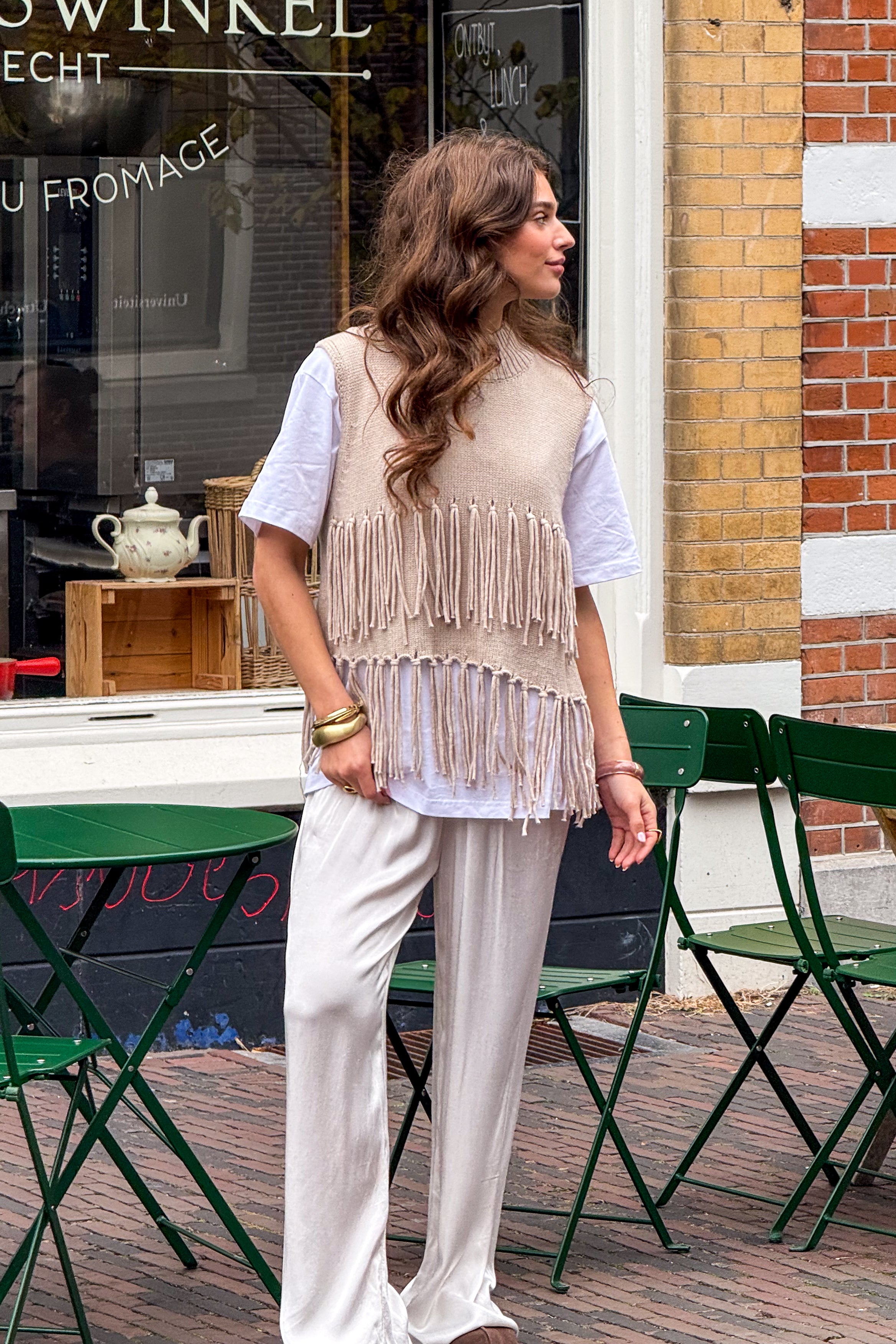 Harvest Fringe Spencer Beige