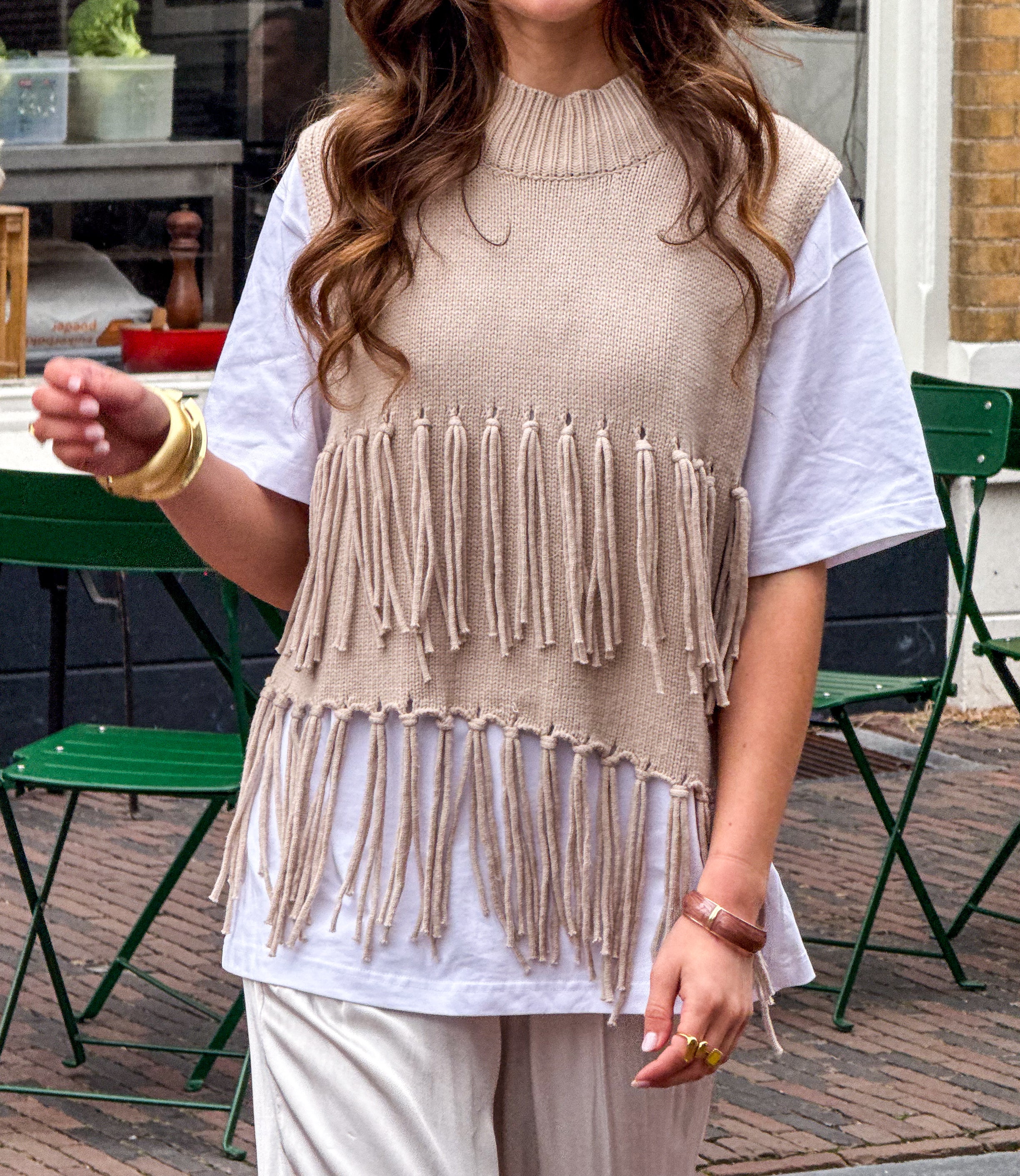 Harvest Fringe Spencer Beige