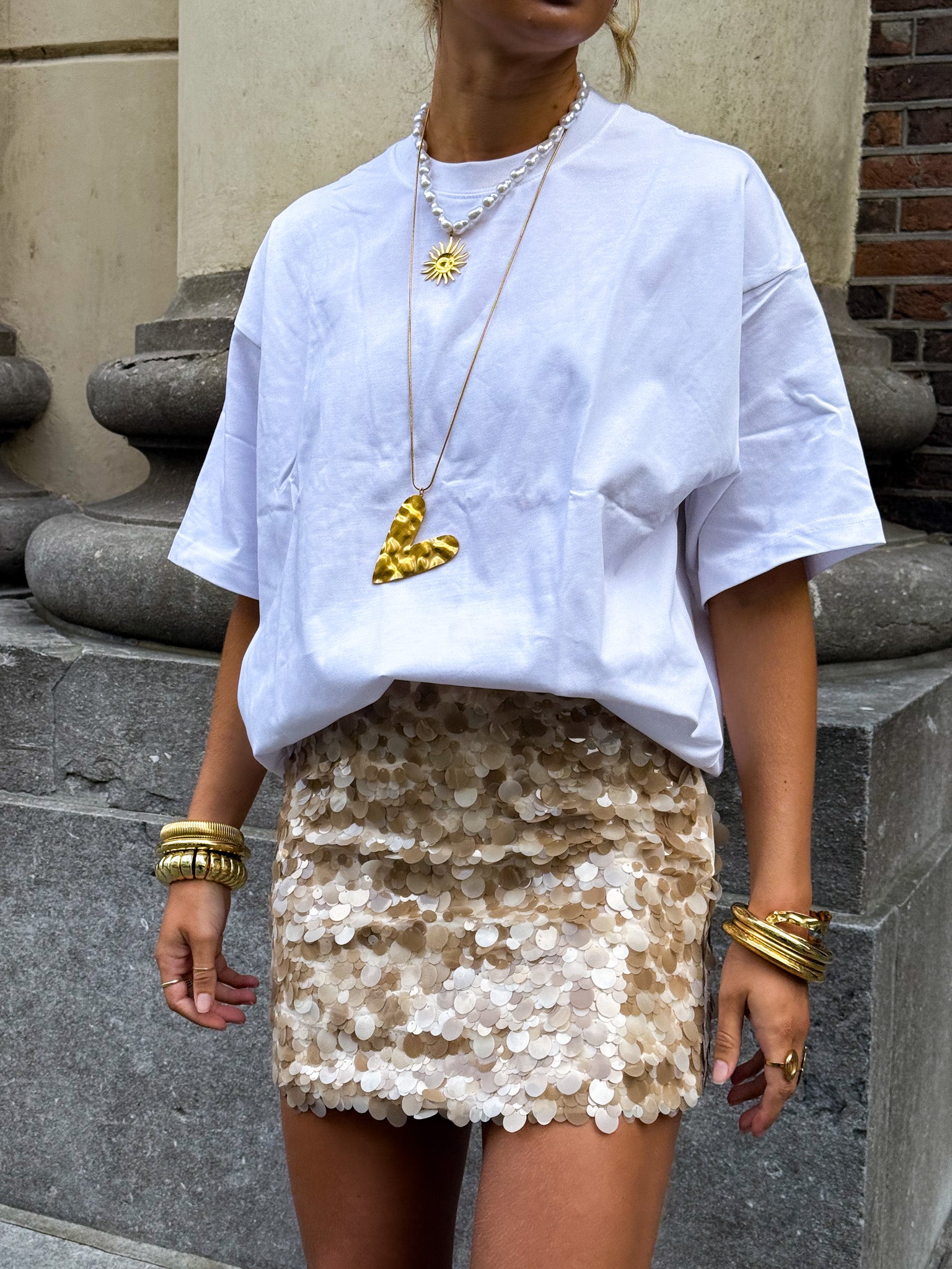 Honey Glitter Skirt Beige