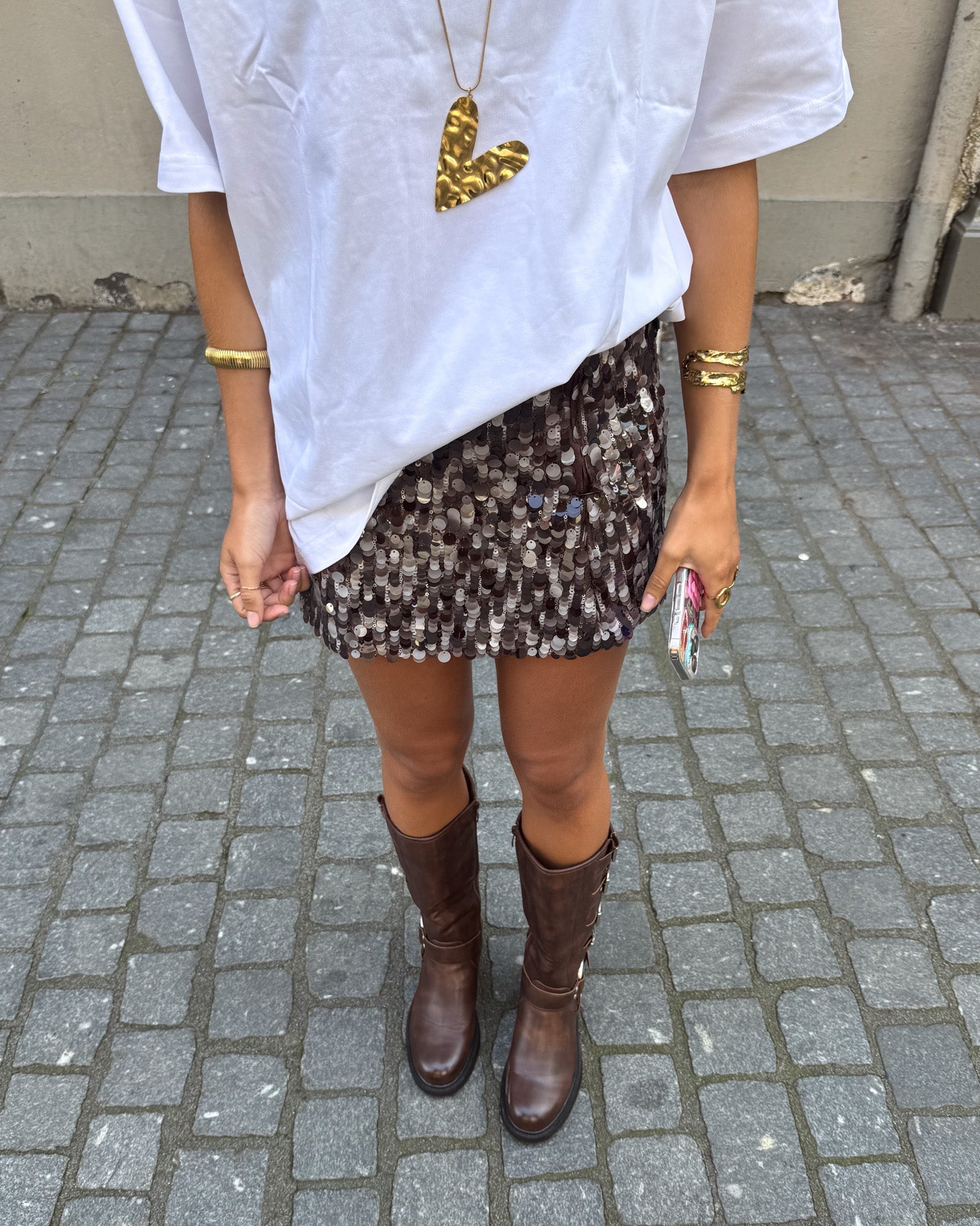 Honey Glitter Skirt Brown