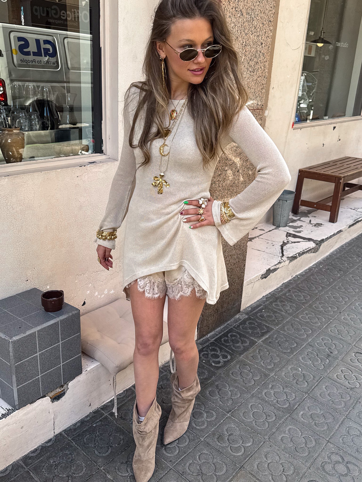 Lulu Lace Shorts Cream