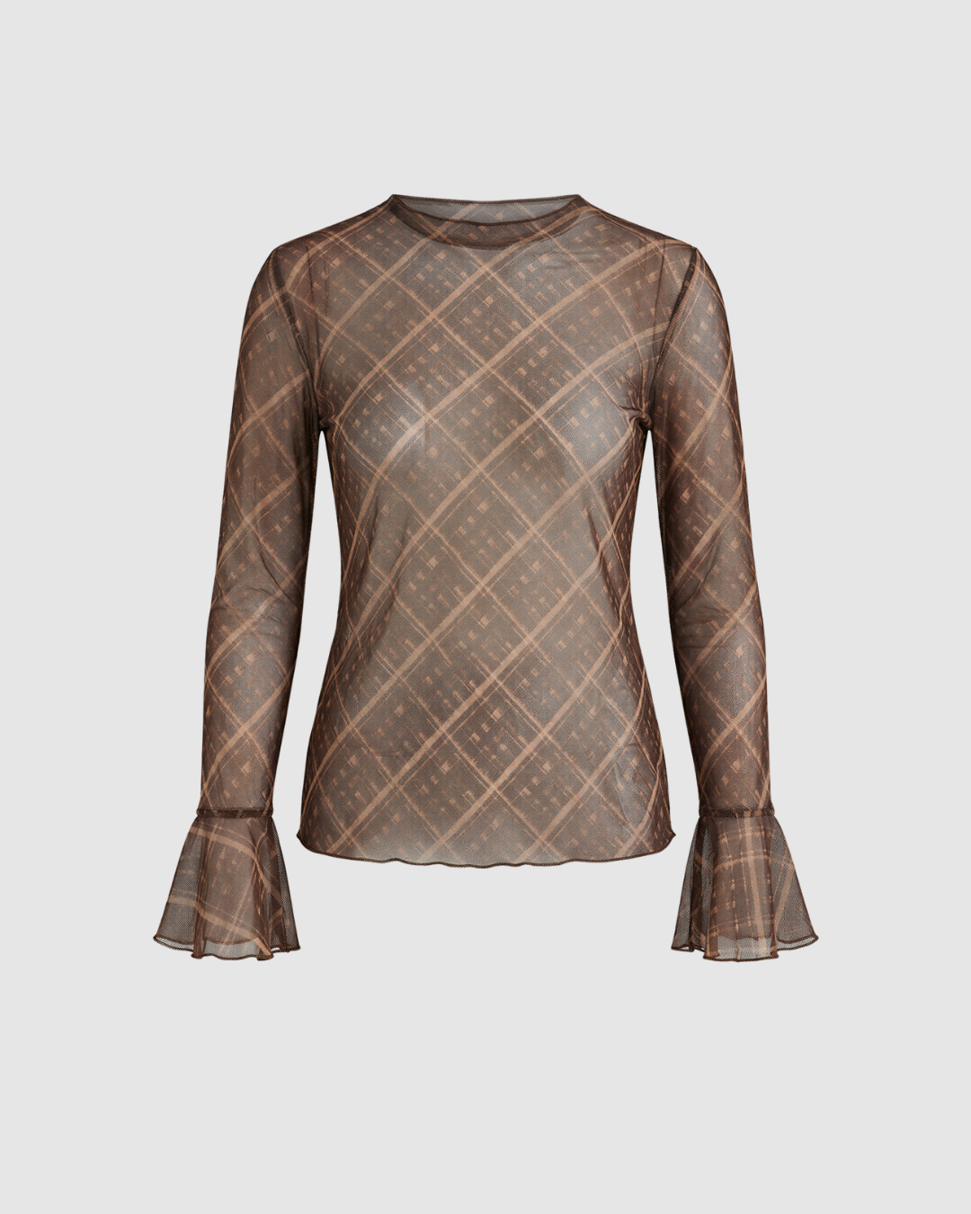 Jomé Mesh Top | Brown Checkered