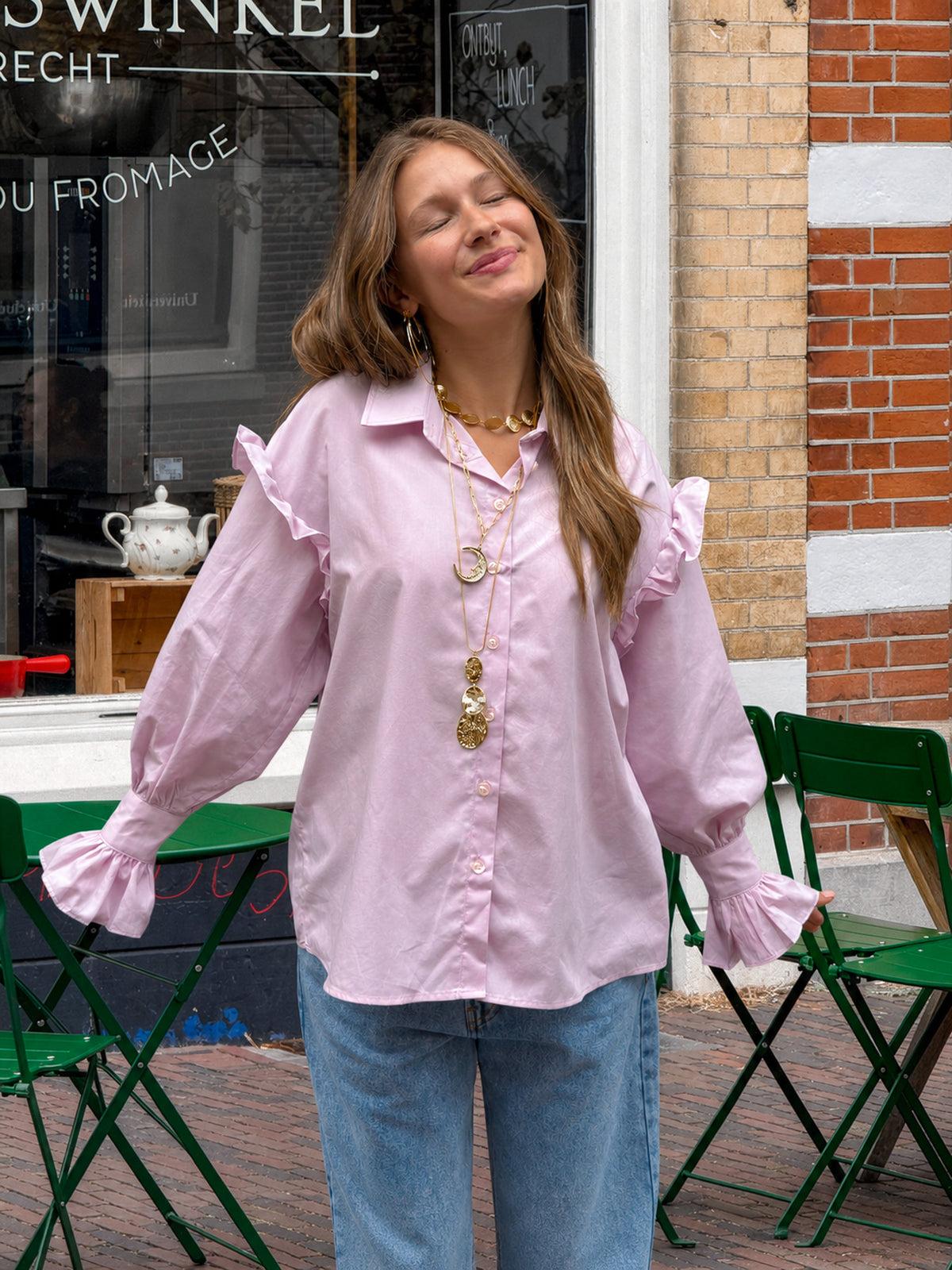 Joy Volant Blouse Roze