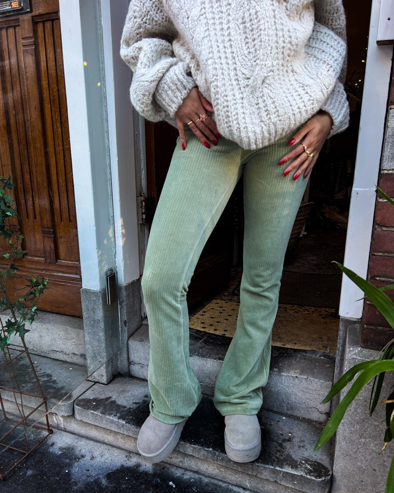 Julie Rib Flared Pants Mint
