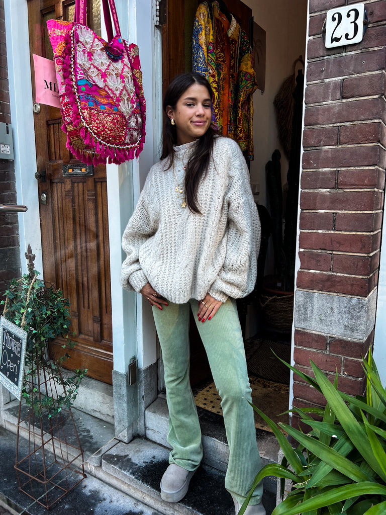 Julie Rib Flared Pants | Mint