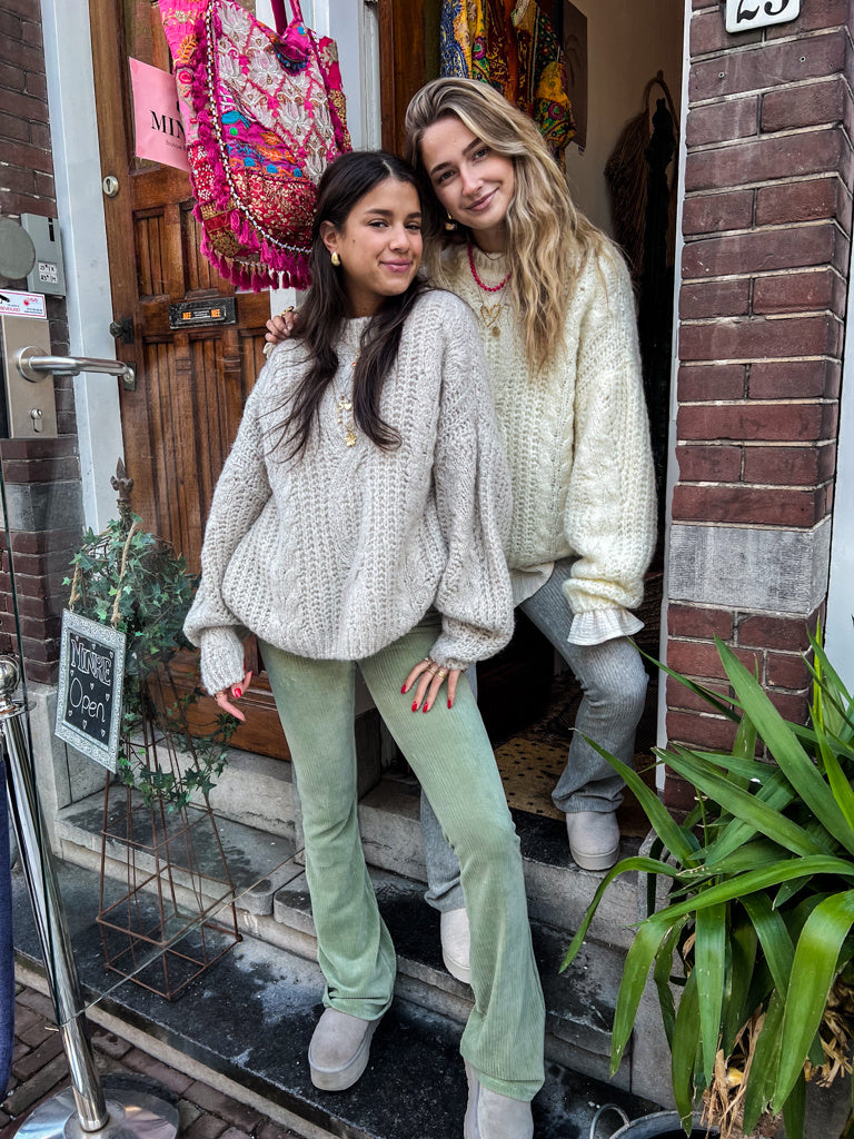 Julie Rib Flared Pants | Mint