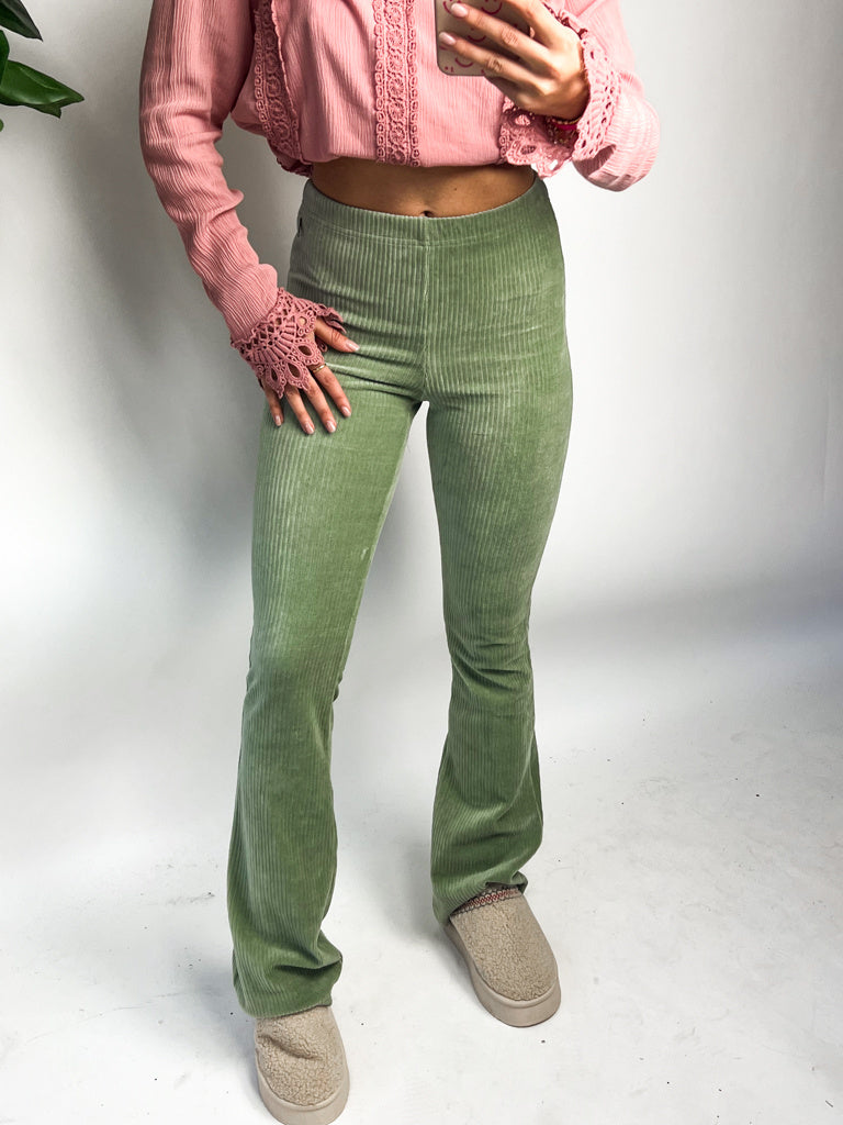 Julie Rib Flared Pants Mint