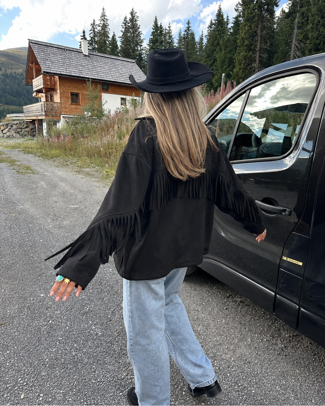 Jum Fringe Jacket Zwart