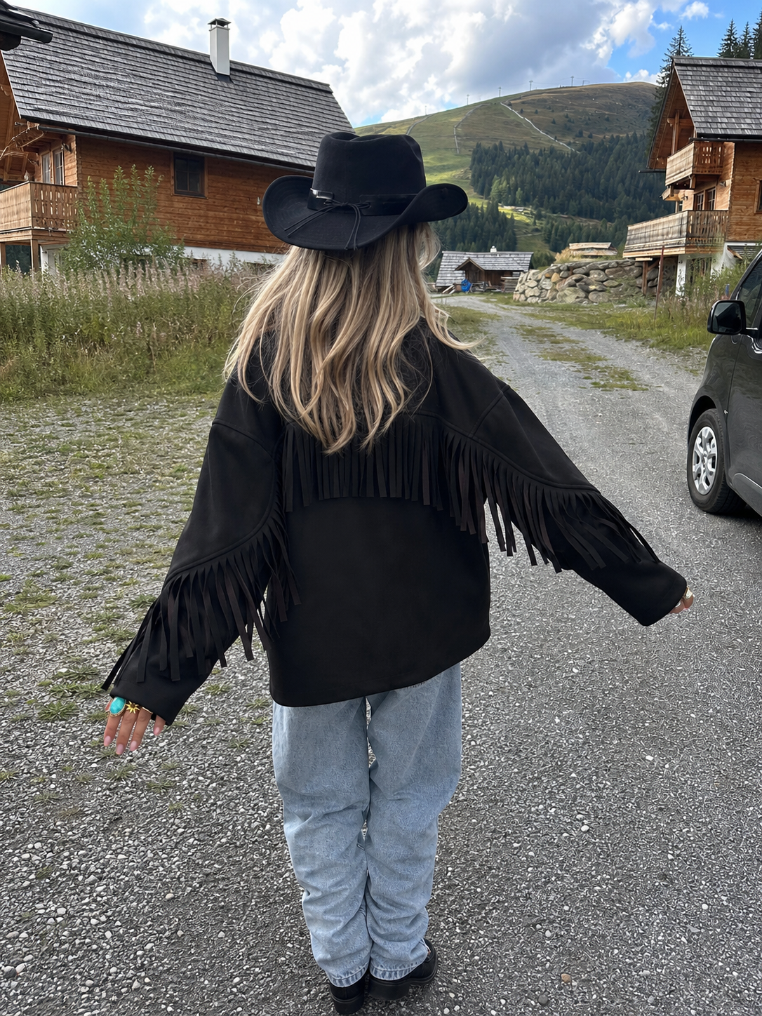 Jum Fringe Jacket Zwart