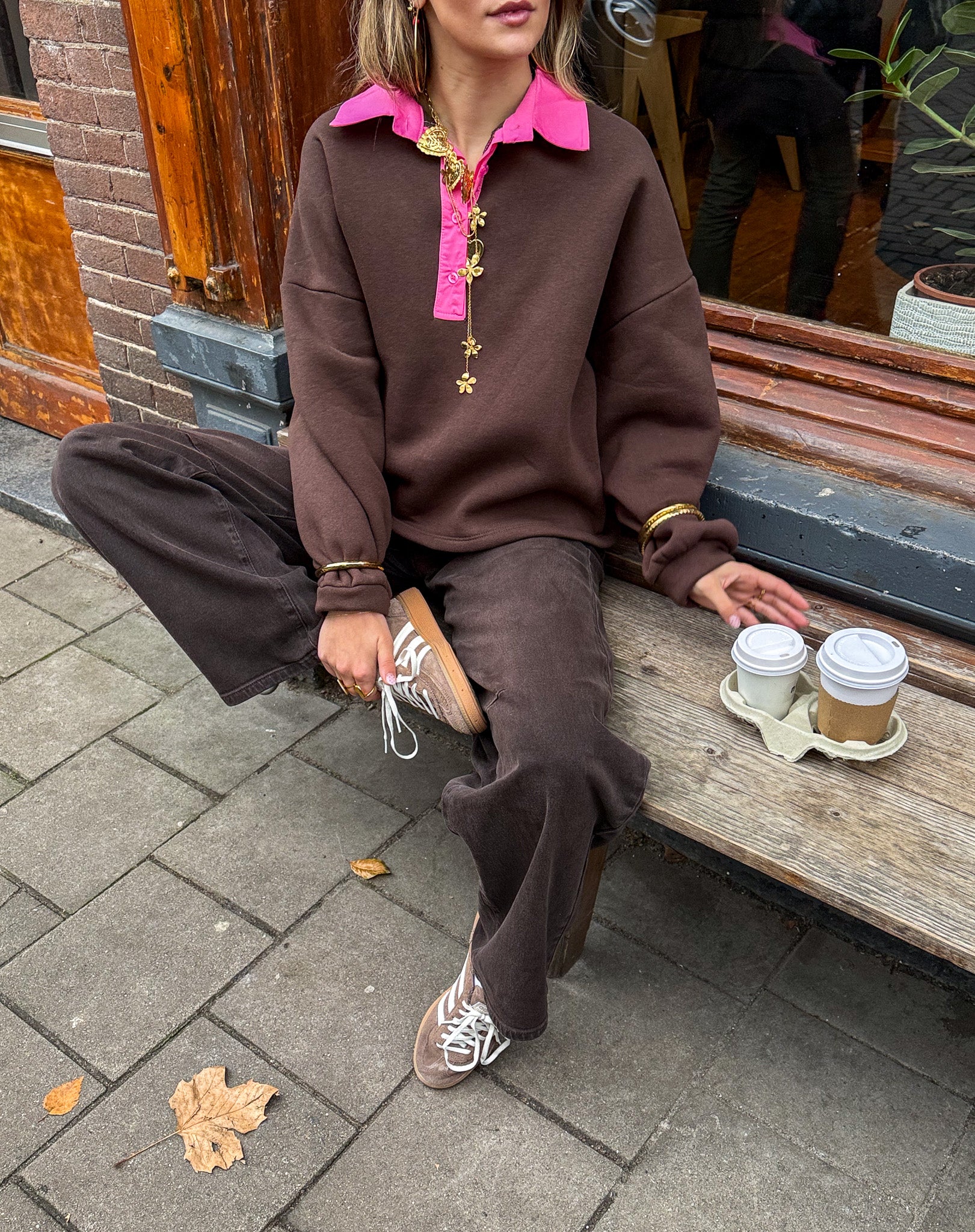 Baggy Balloon Fit Jeans Brown