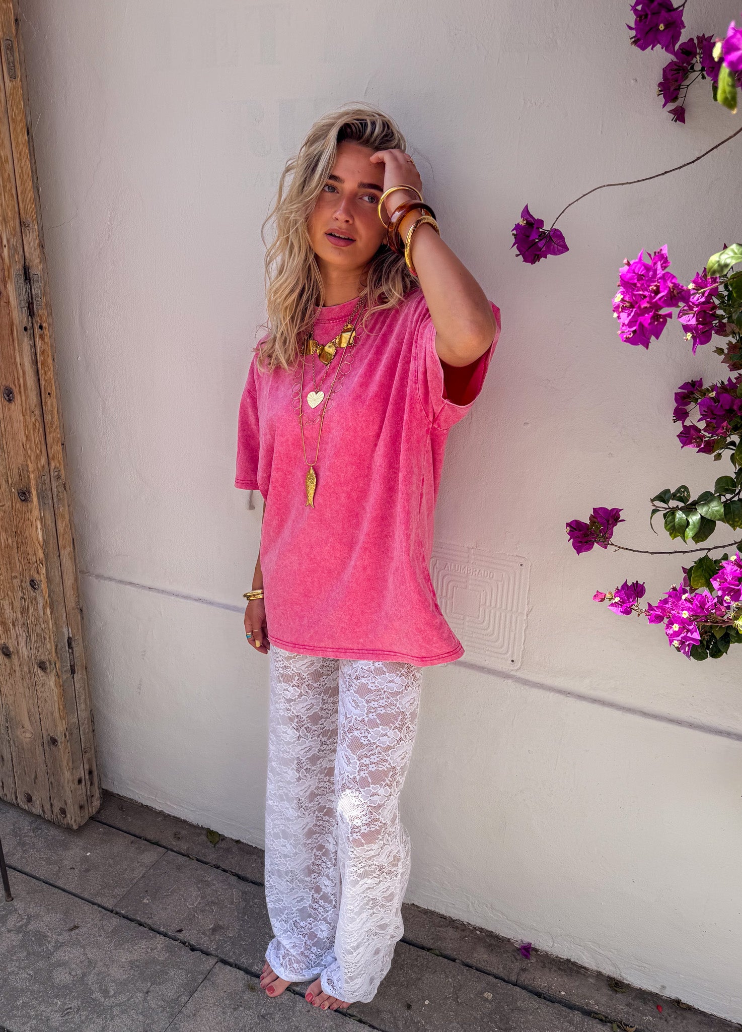 Pantalon en dentelle blanc