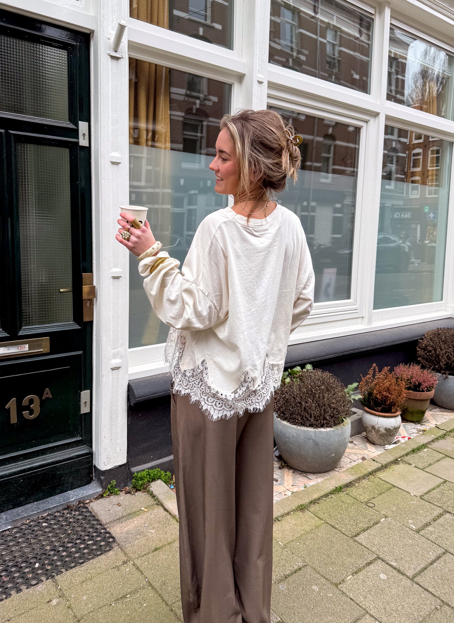 Lenti Lace Longsleeve Wit