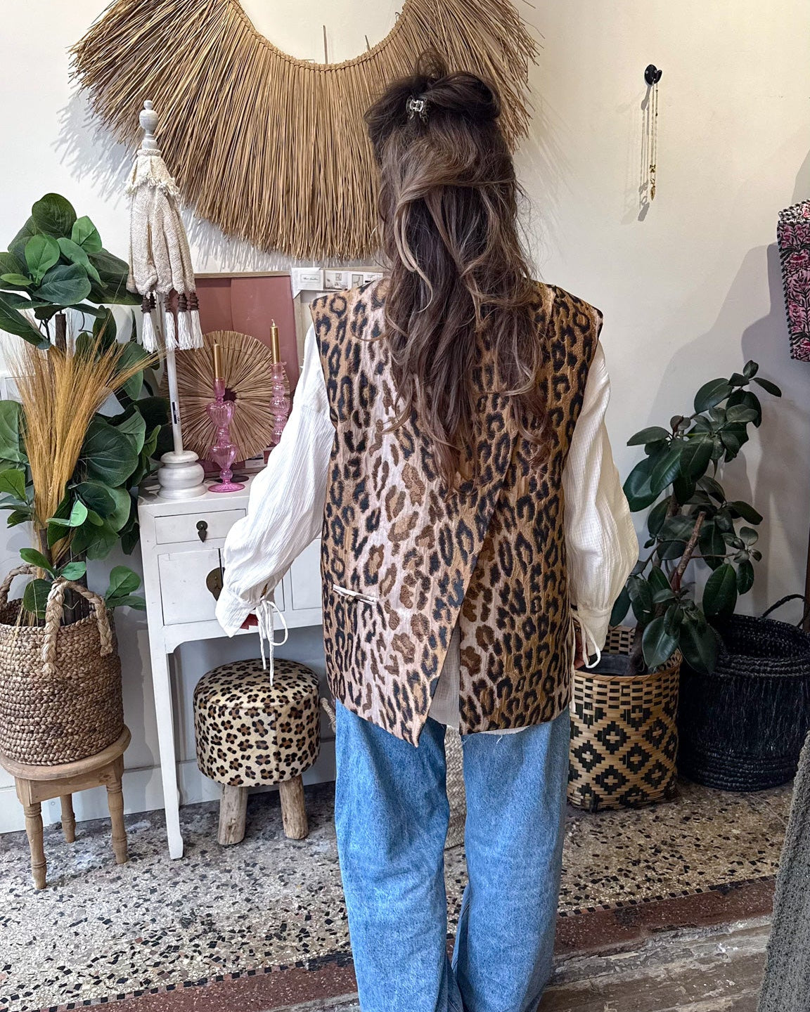 Leopard Gilet Split | Brown